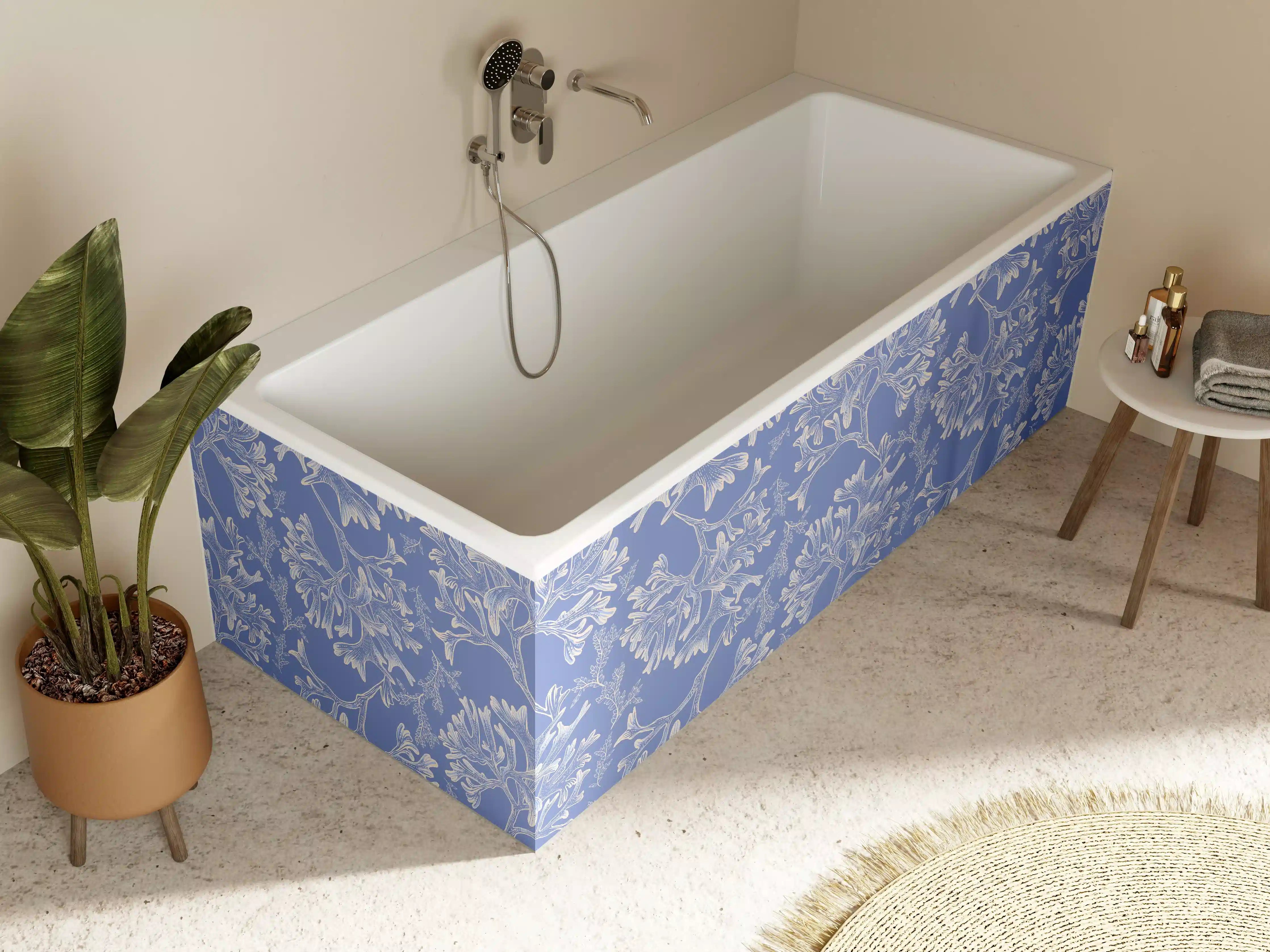 Badewannen-Rückwand - Marineblaues Korallenmuster