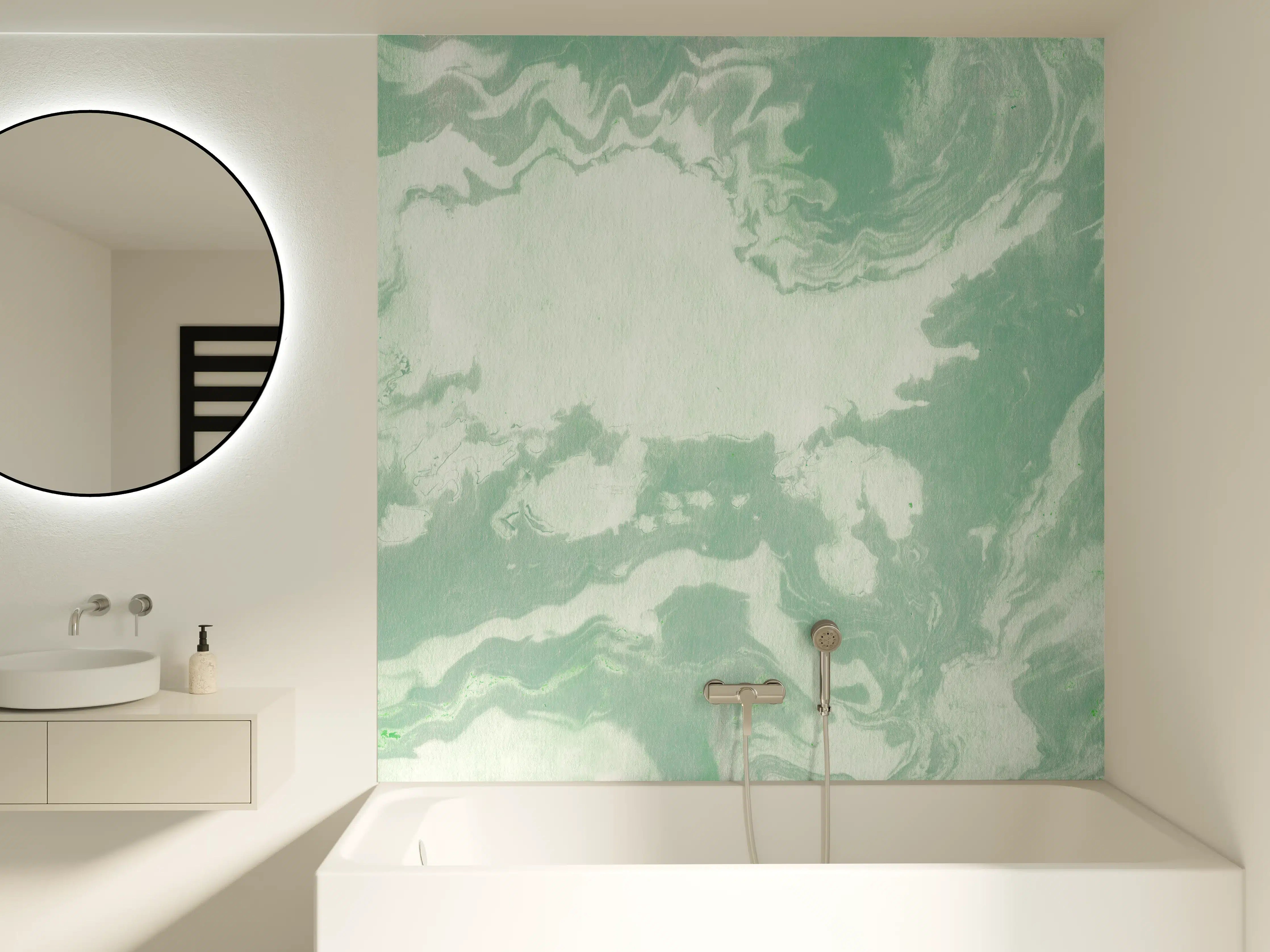 Badewannen-Rückwand - Marmor Oberfläche - Pastellmalerei