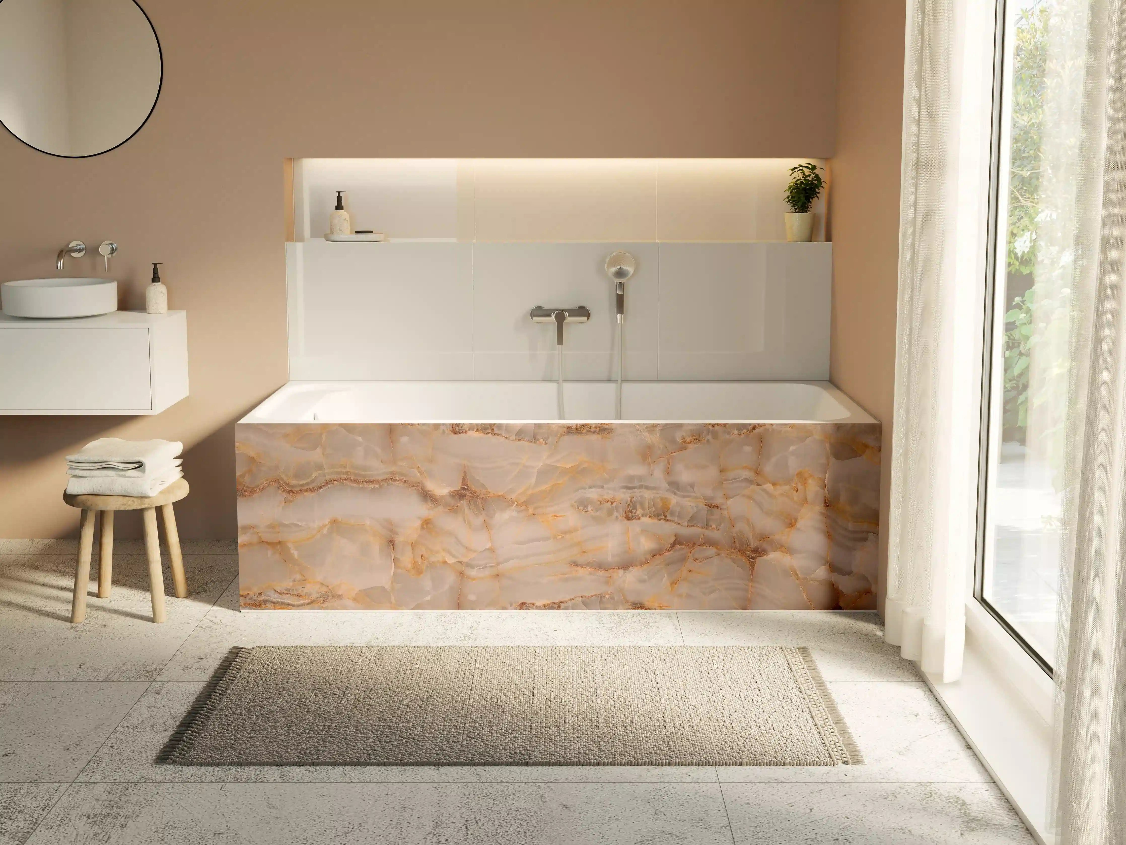 Badewannen-Rückwand - Marmor Onyx Struktur