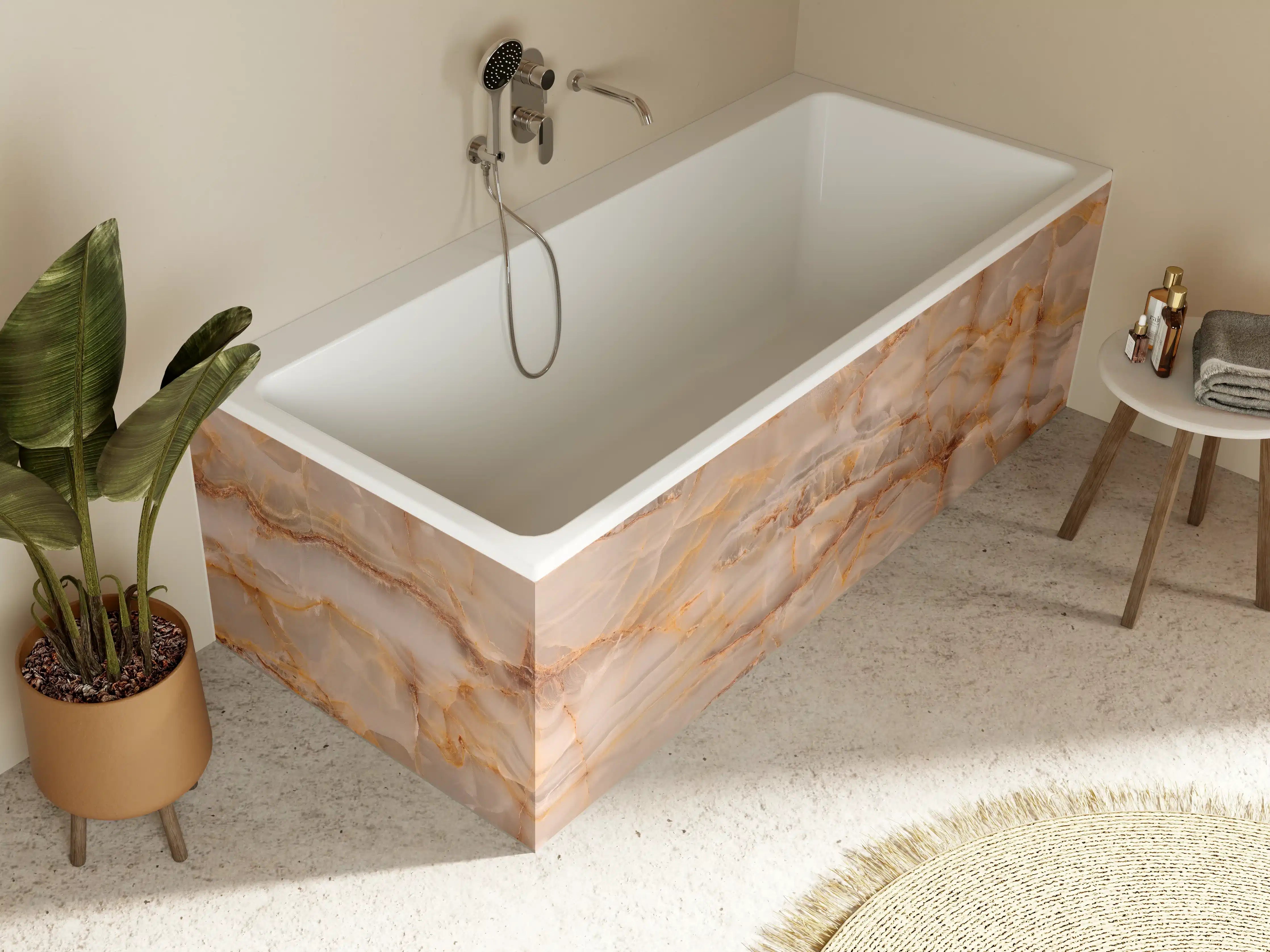 Badewannen-Rückwand - Marmor Onyx Struktur