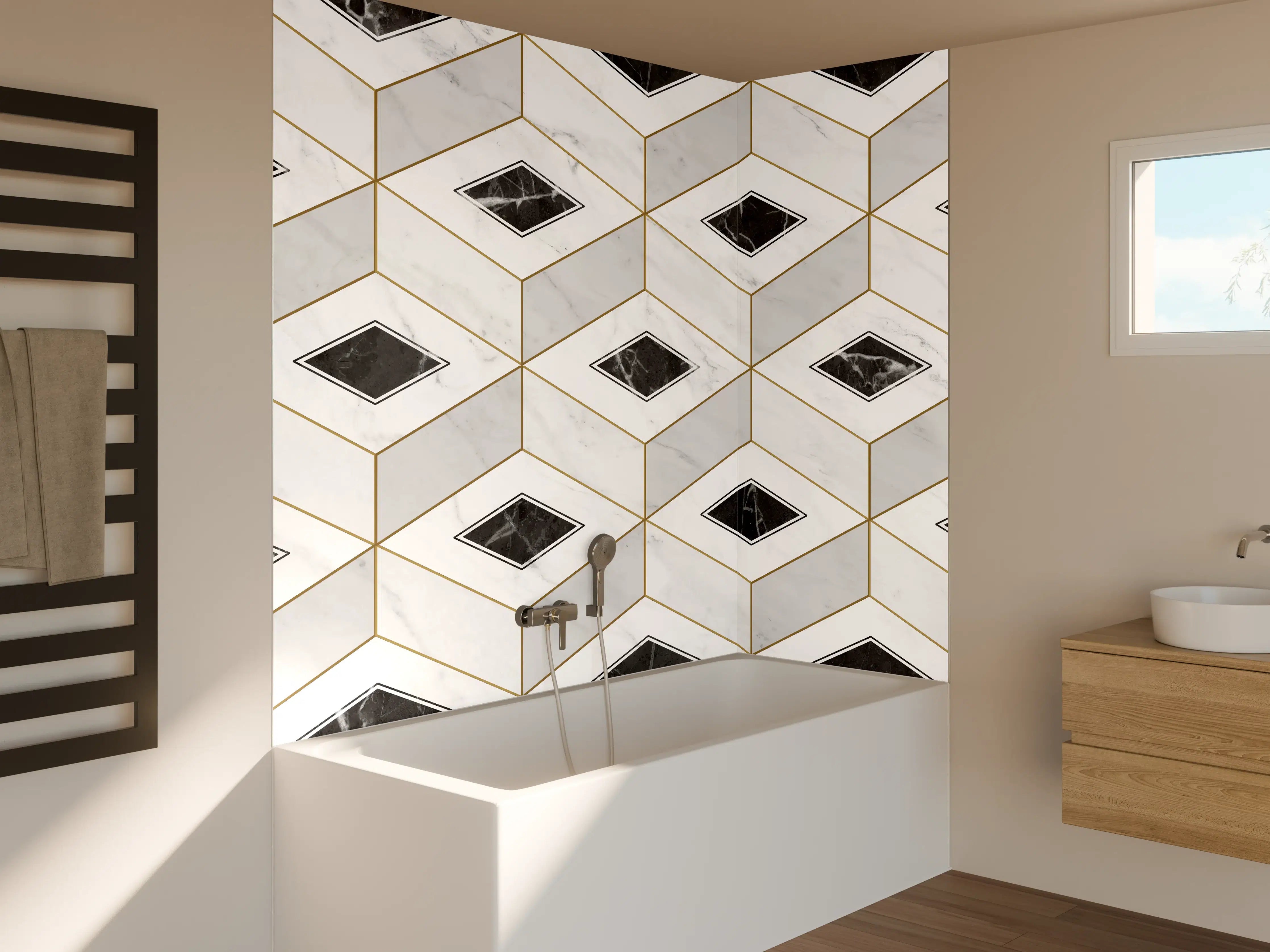 Badewannen-Rückwand - Marmor Textur - 3D Design