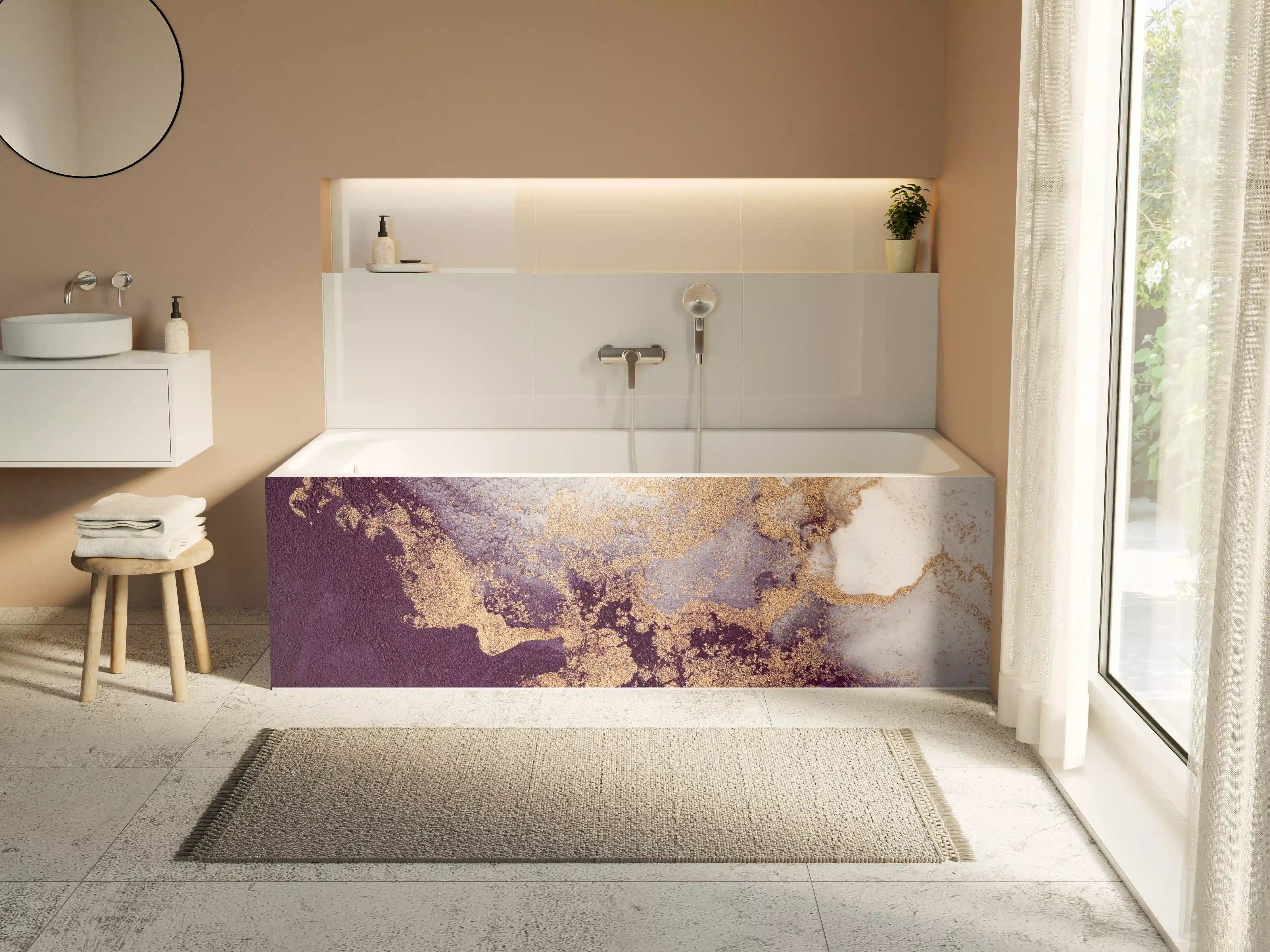Badewannen-Rückwand - Marmor Wand Design - Flüssigkunst