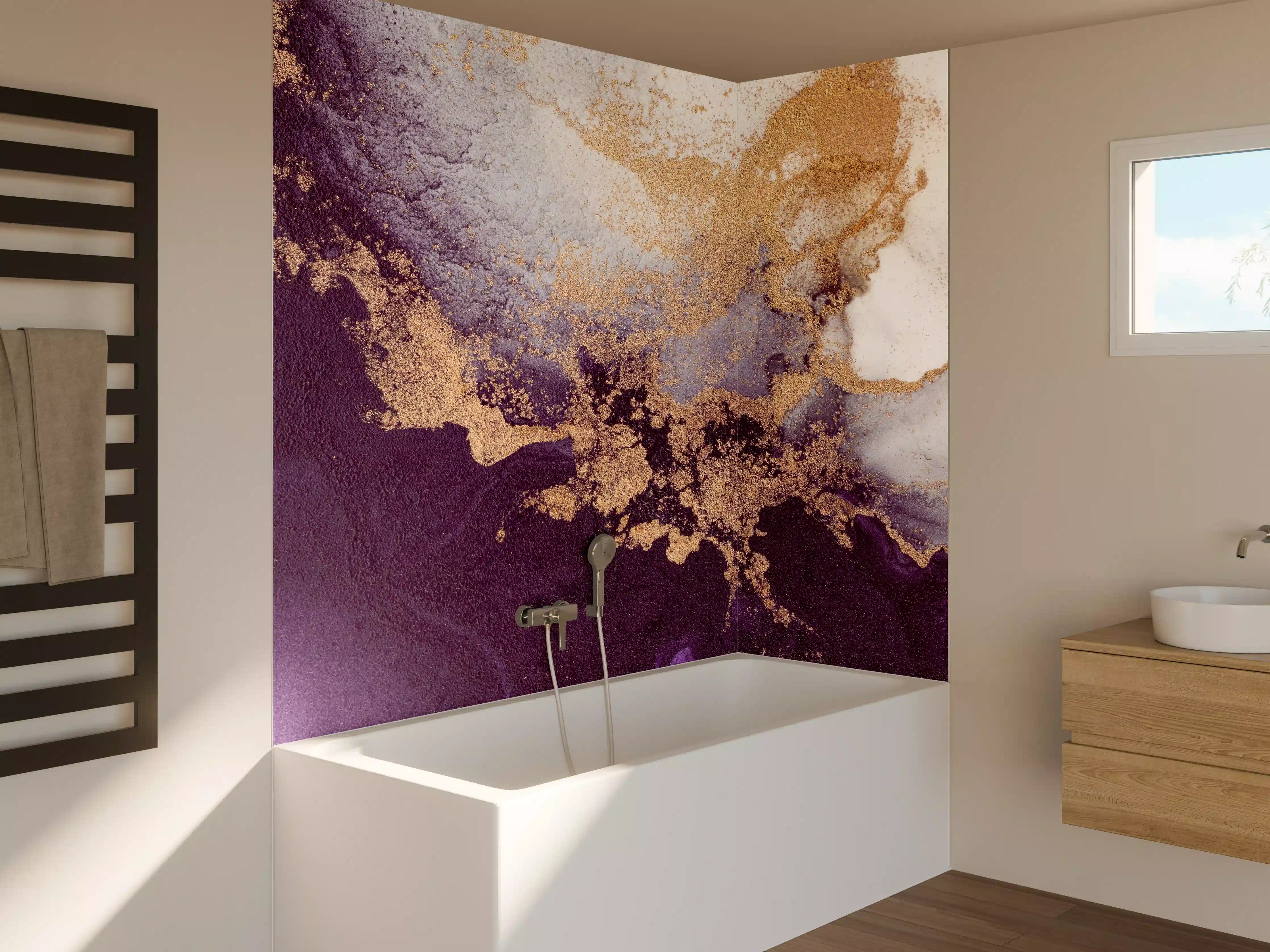 Badewannen-Rückwand - Marmor Wand Design - Flüssigkunst