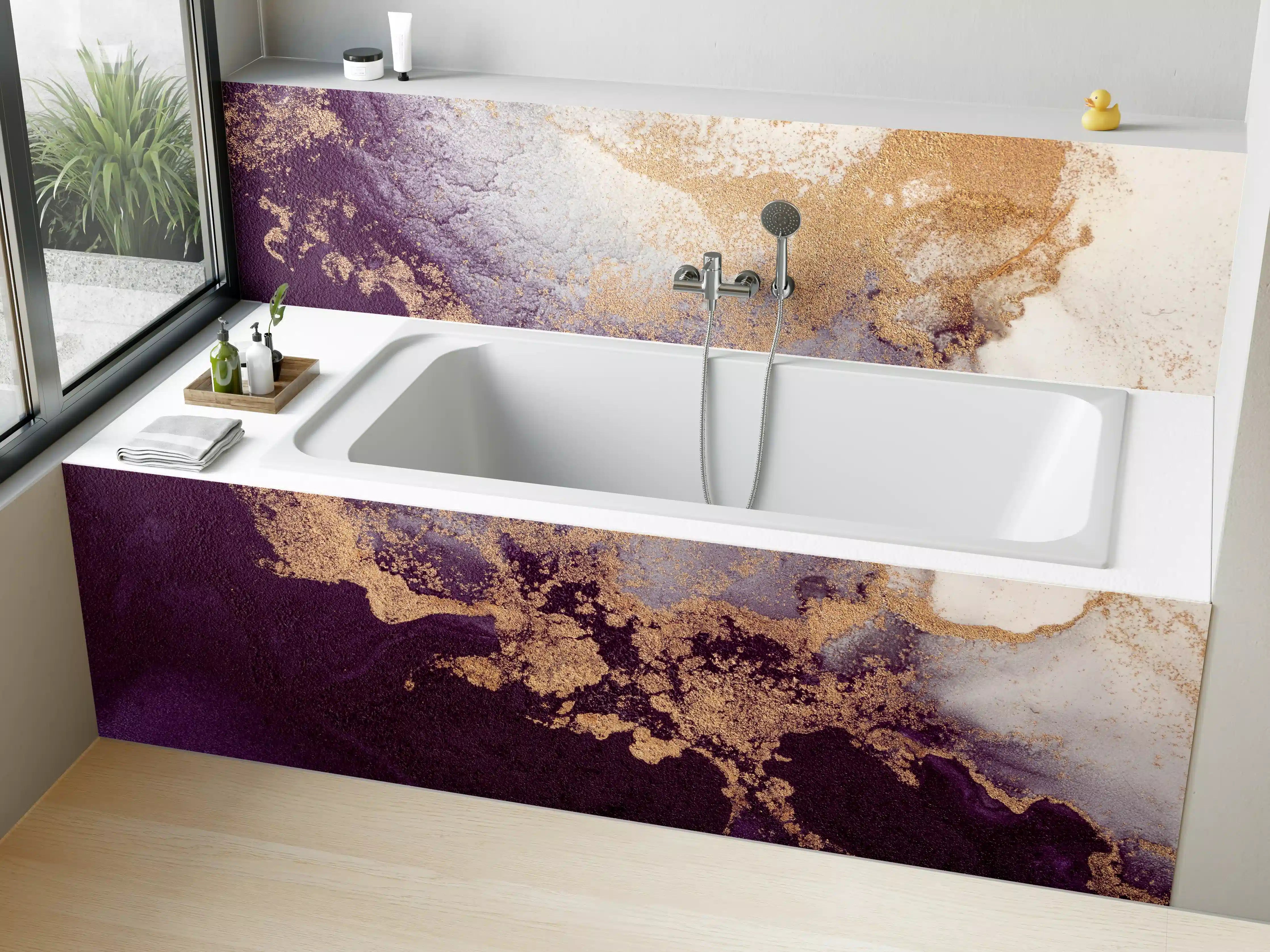 Badewannen-Rückwand - Marmor Wand Design - Flüssigkunst