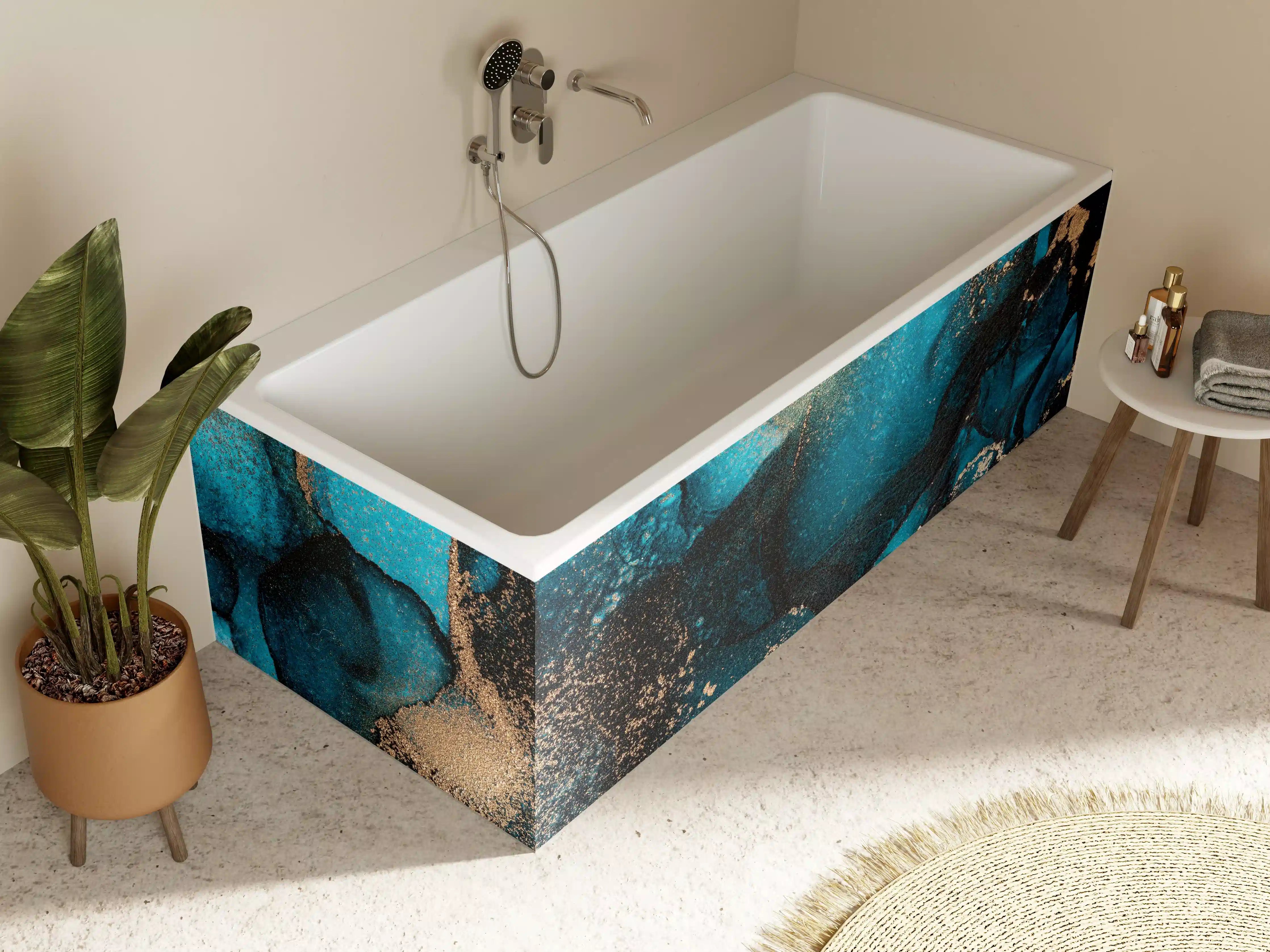 Badewannen-Rückwand - Marmor Wand Design - Flüssigmalerei