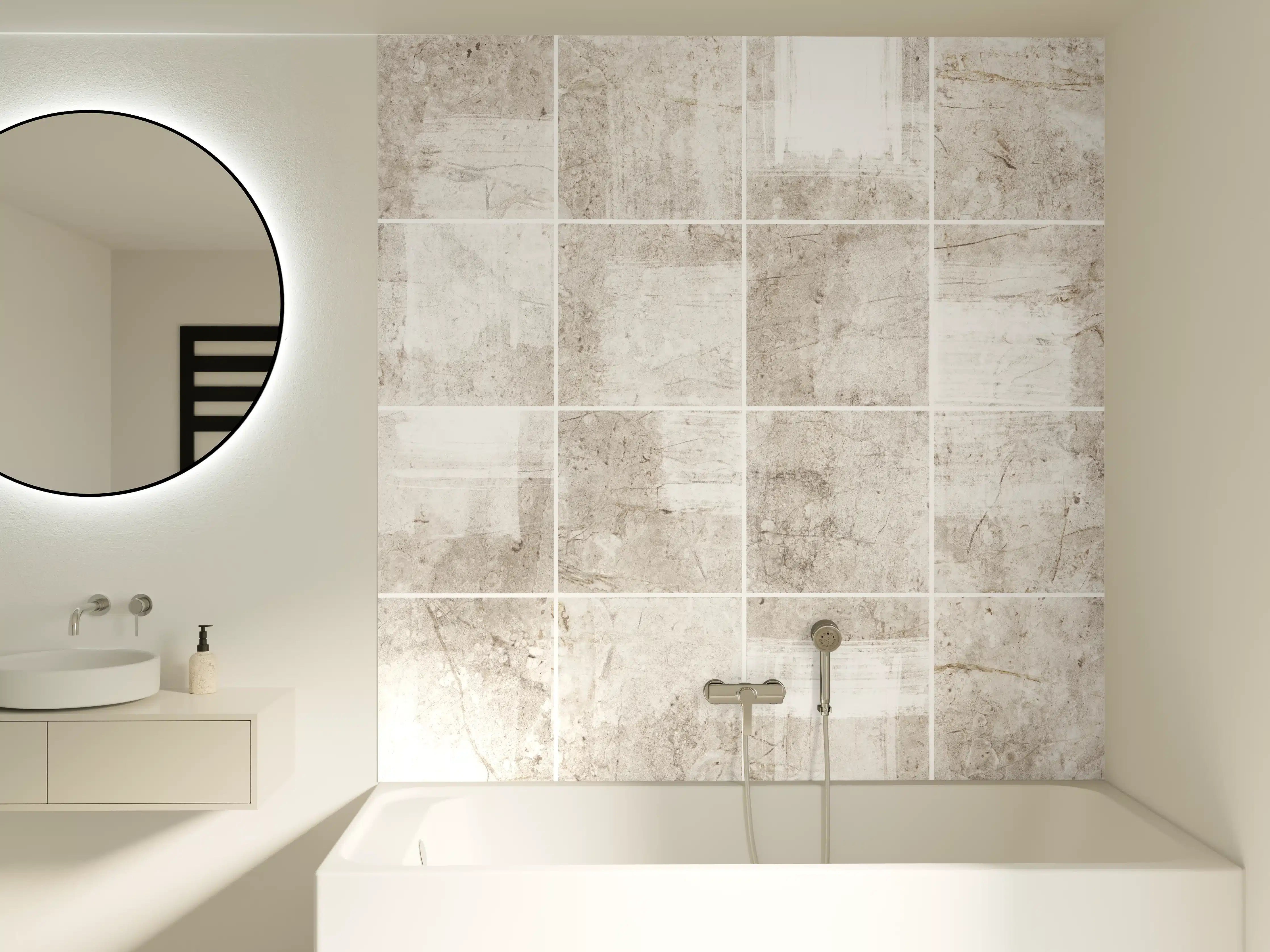 Badewannen-Rückwand - Marmortextur - Bürsteneffekt