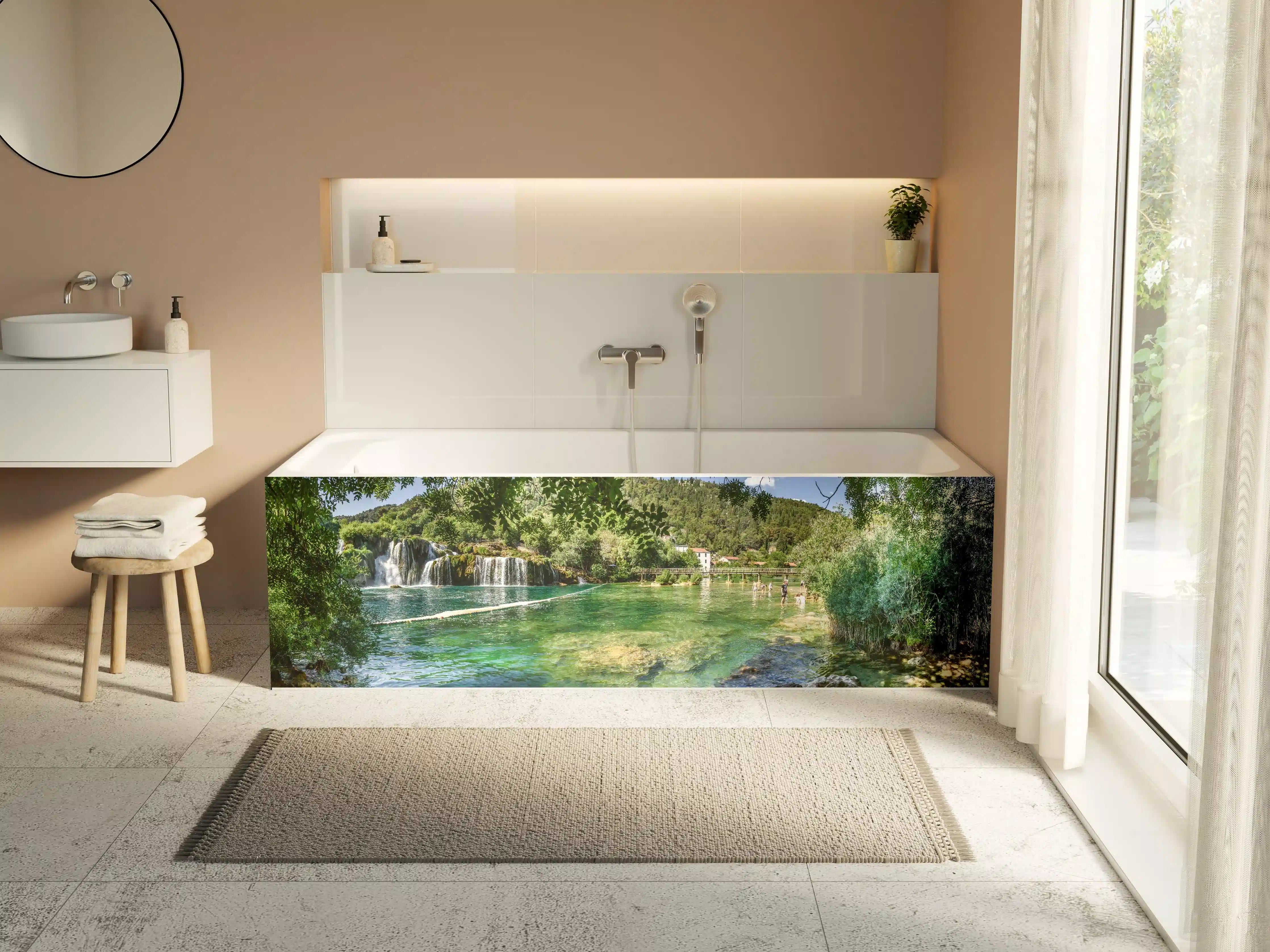 Badewannen-Rückwand - Mediterraner Wasserfall