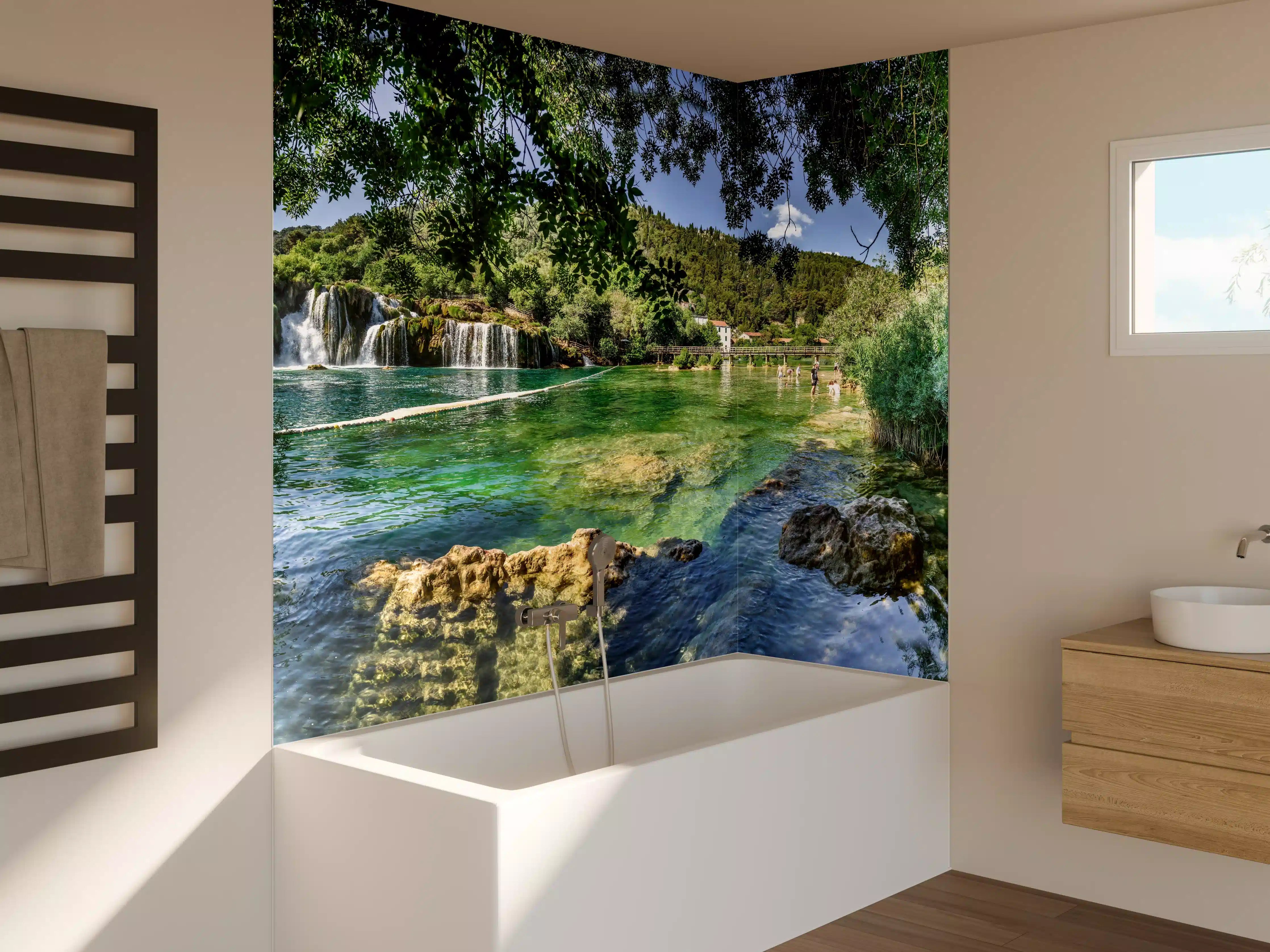 Badewannen-Rückwand - Mediterraner Wasserfall