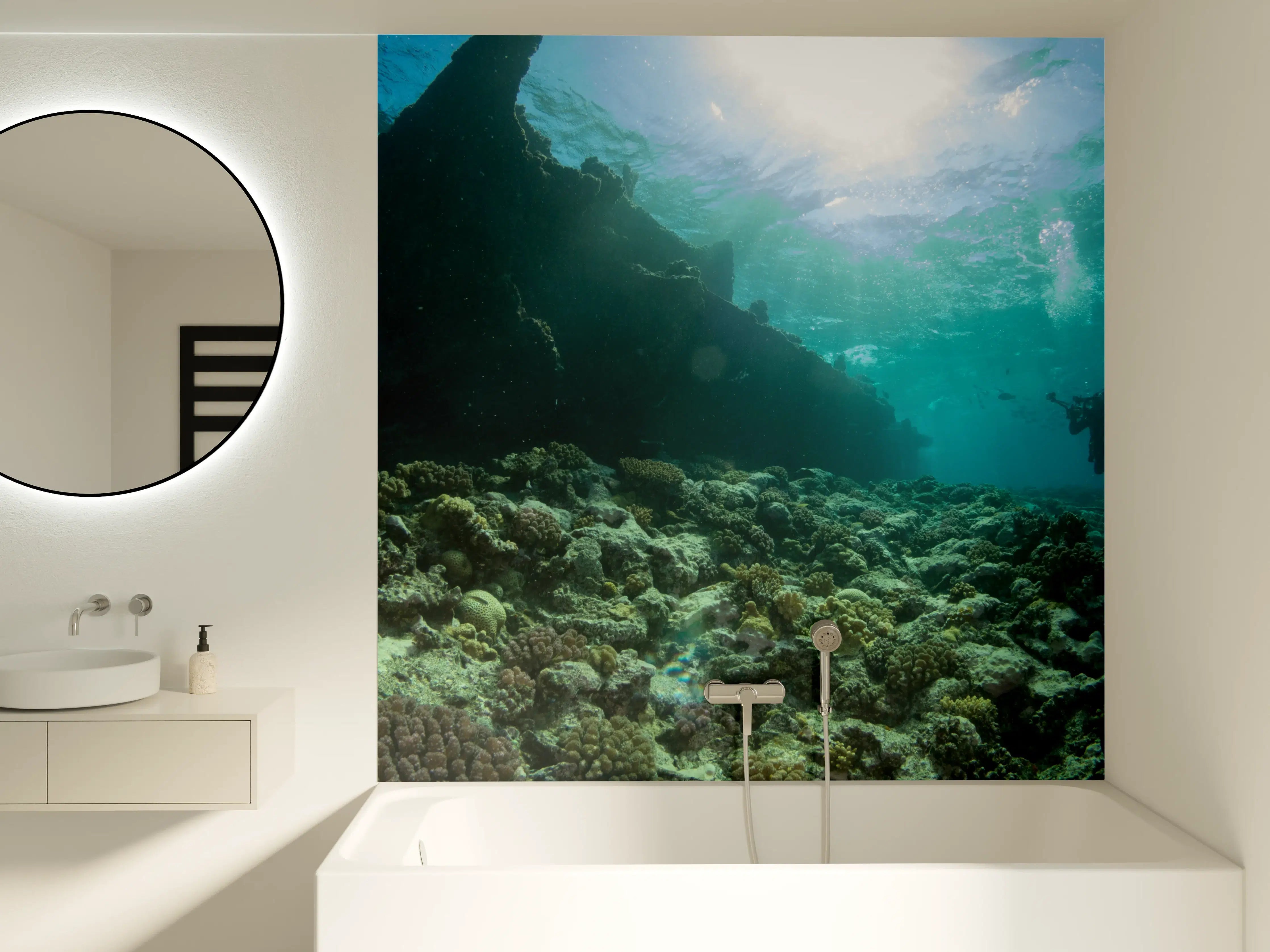 Badewannen-Rückwand - Meeresboden mit Unterwasserleben