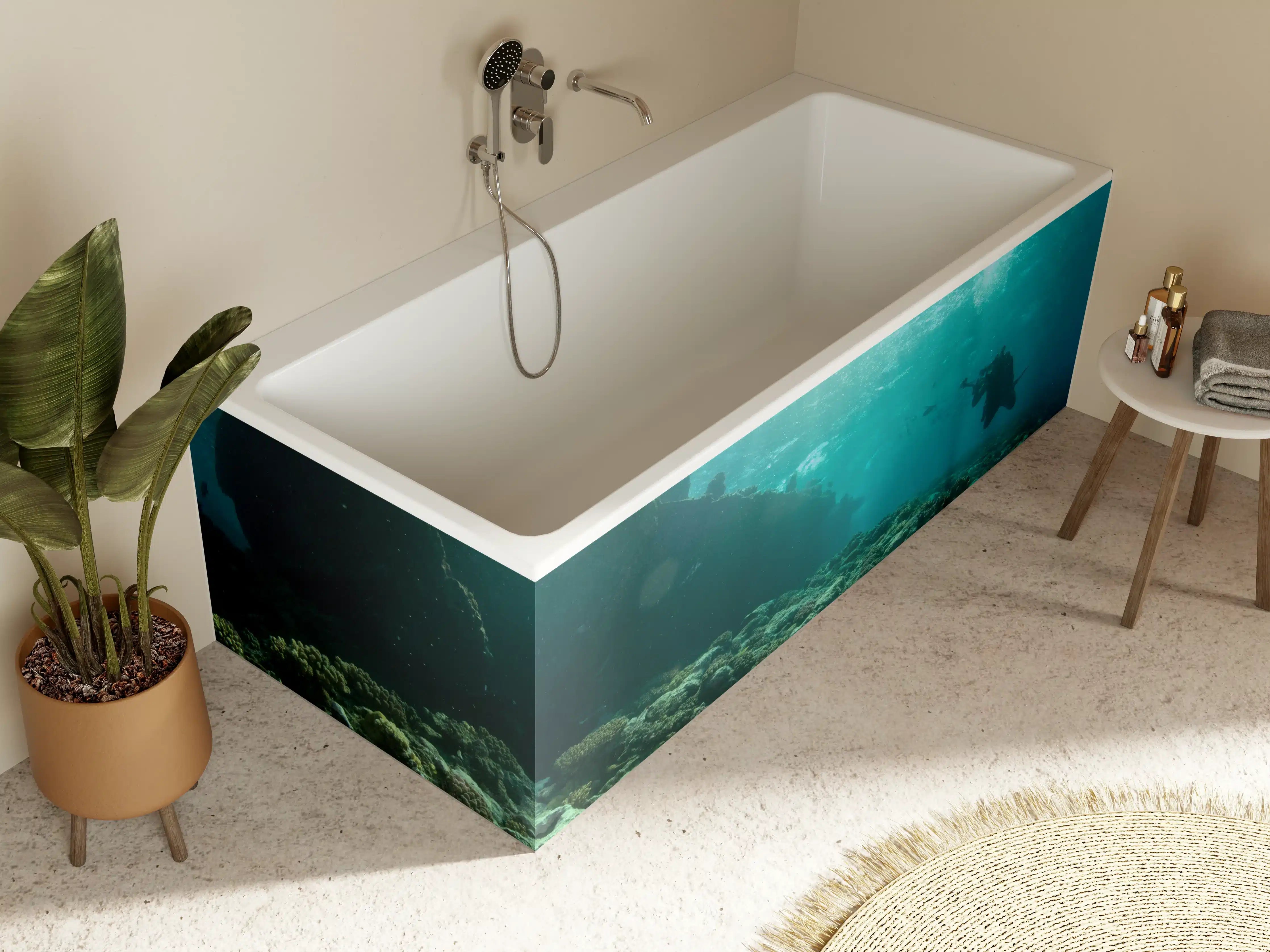 Badewannen-Rückwand - Meeresboden mit Unterwasserleben