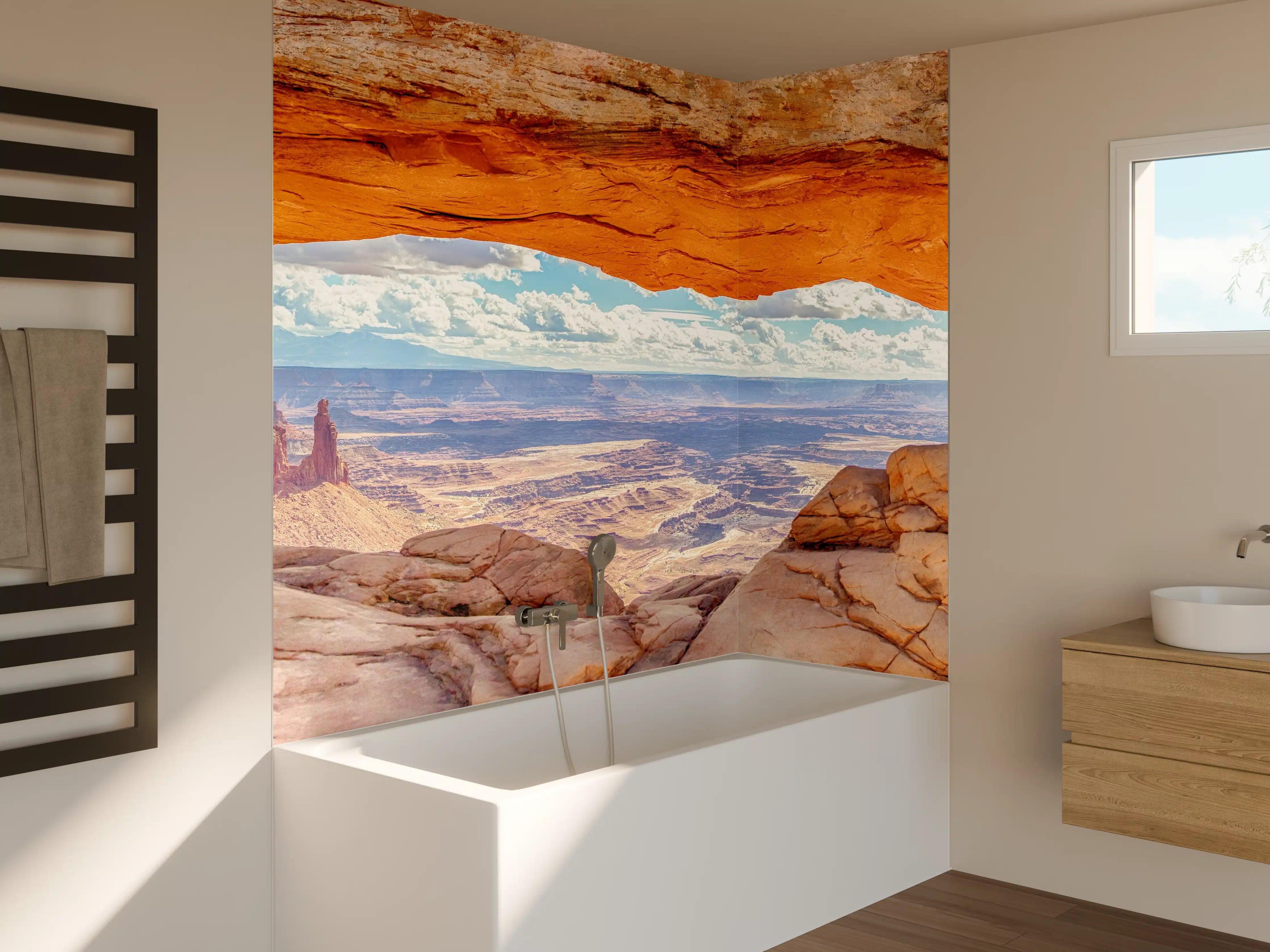 Badewannen-Rückwand - Mesa Arch-Panorama bei Sonnenaufgang