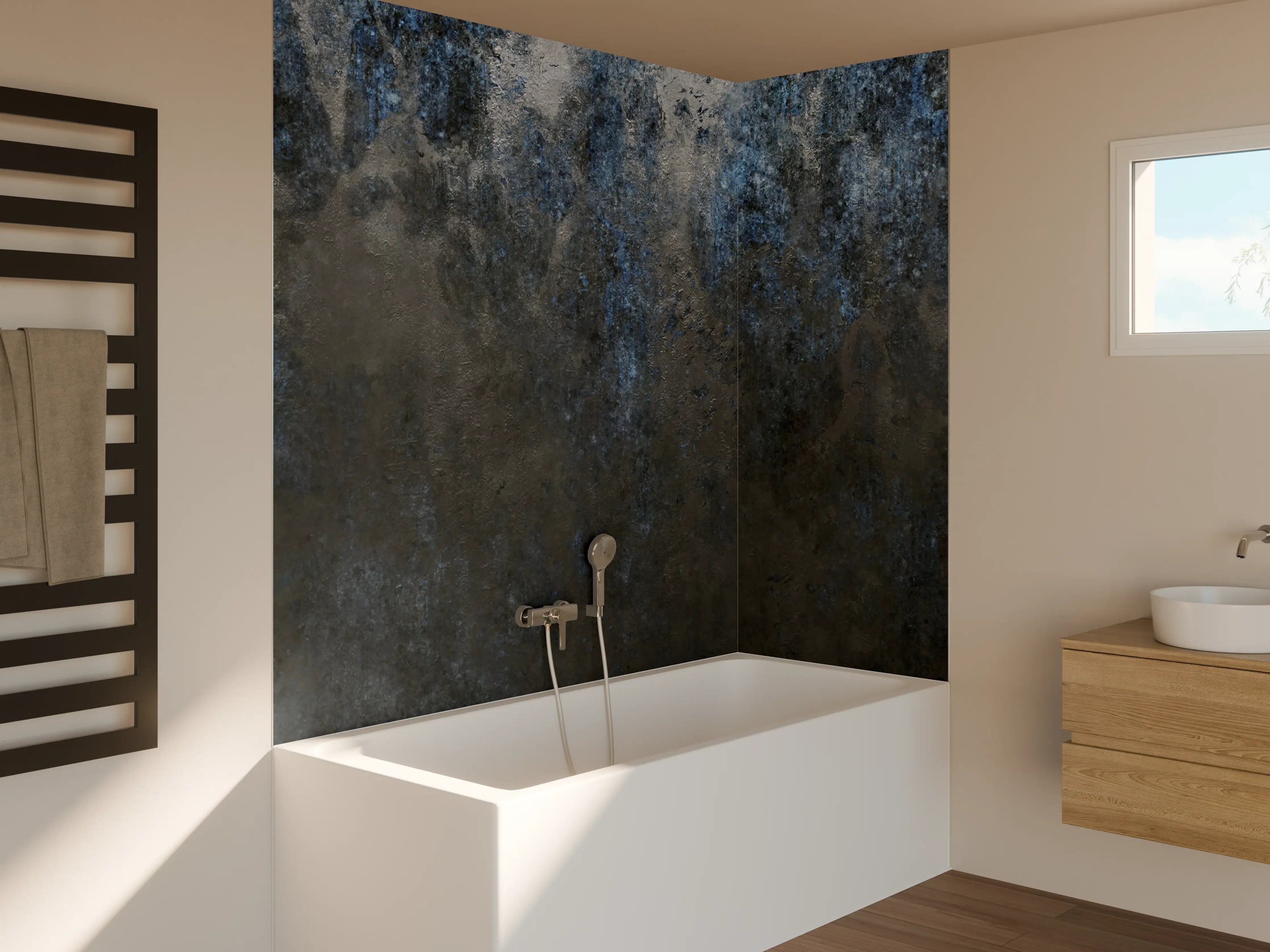 Badewannen-Rückwand - Metallic Dark Texture