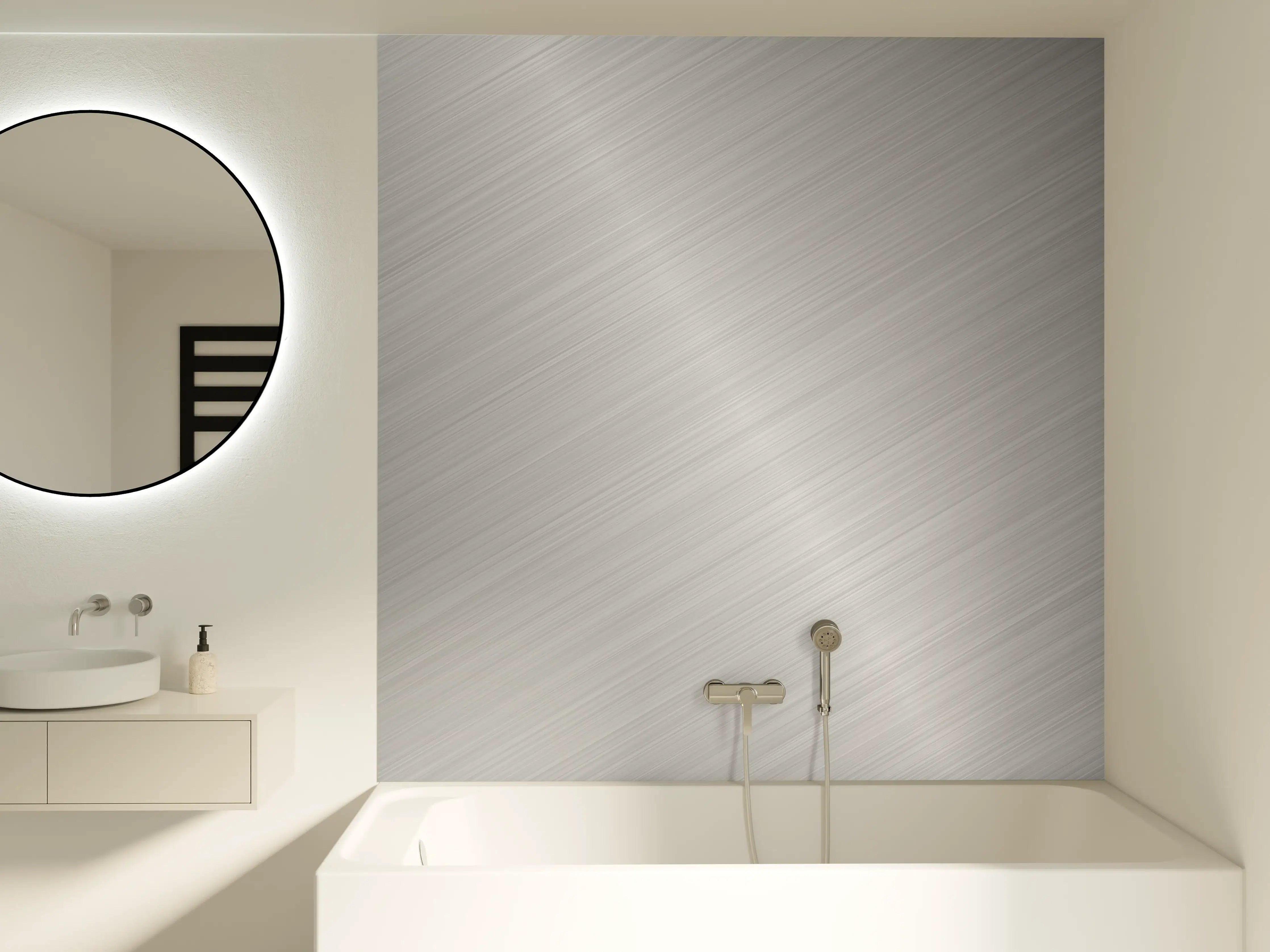 Badewannen-Rückwand - Metallic Grey Brushed Texture