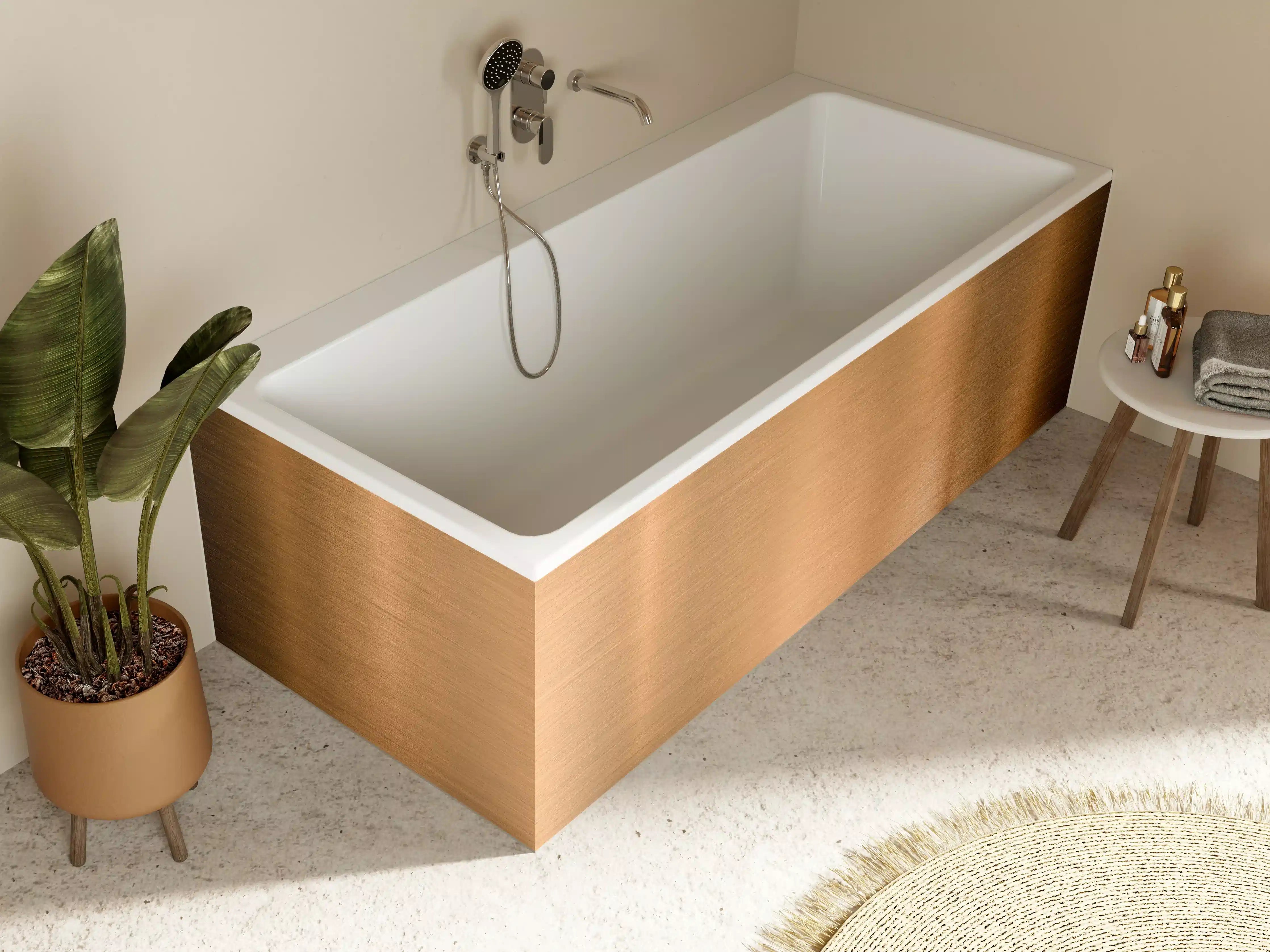 Badewannen-Rückwand - Metallische Kupferplatte