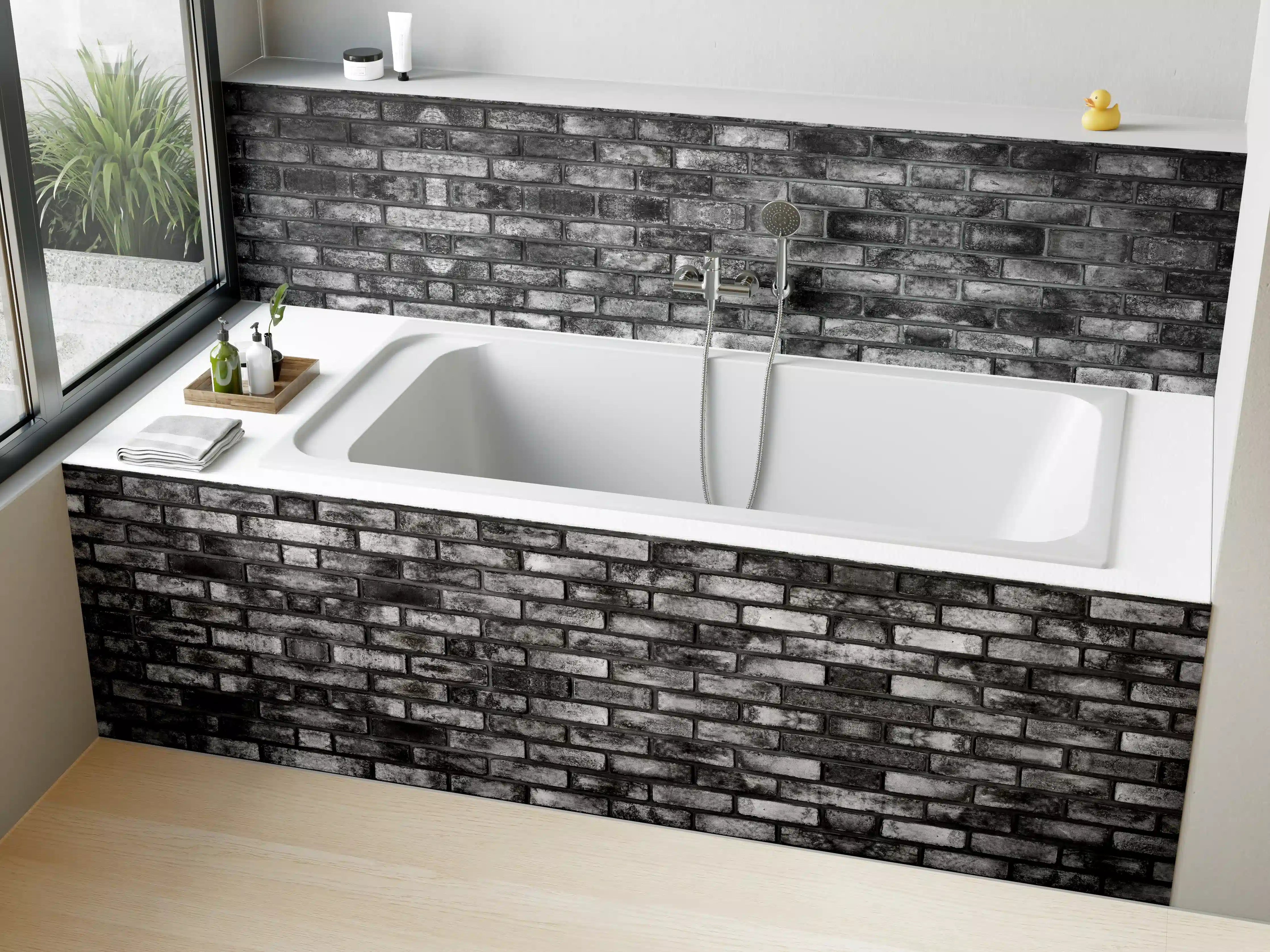 Badewannen-Rückwand - Metallische Steinstruktur