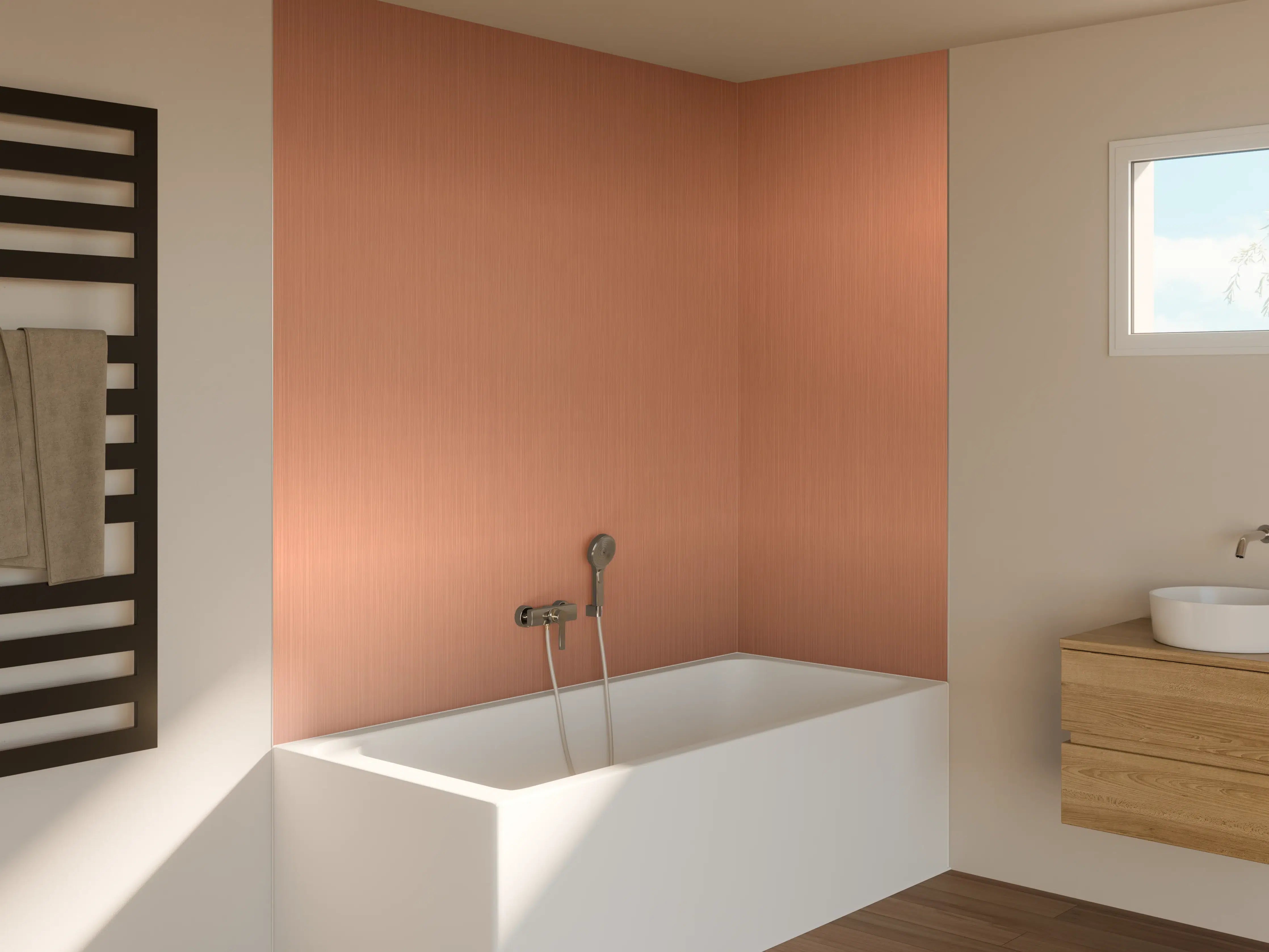 Badewannen-Rückwand - Metallischer Gebürsteter Hintergrund