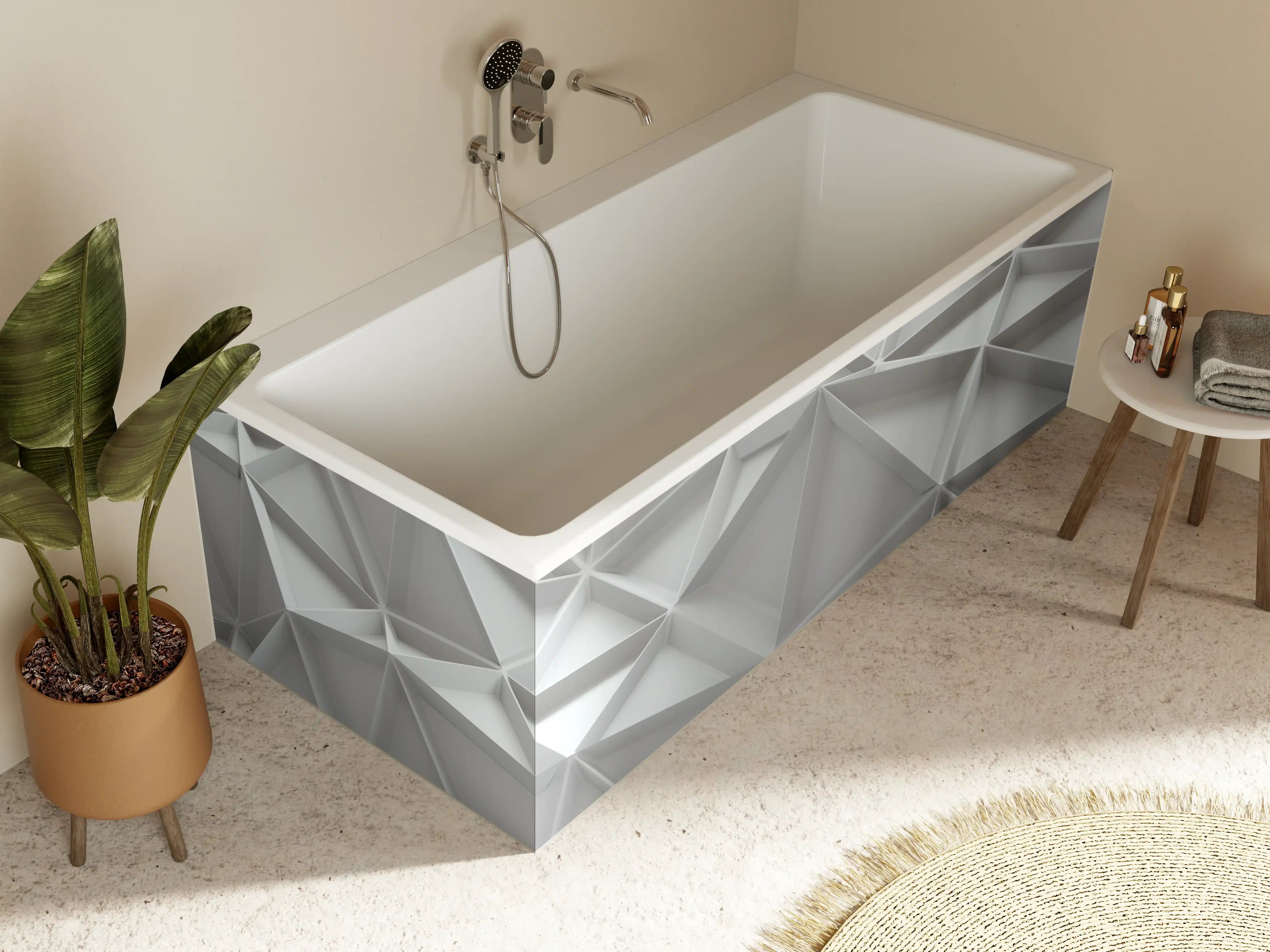 Badewannen-Rückwand - Moderne 3D-Gestaltung in Grau