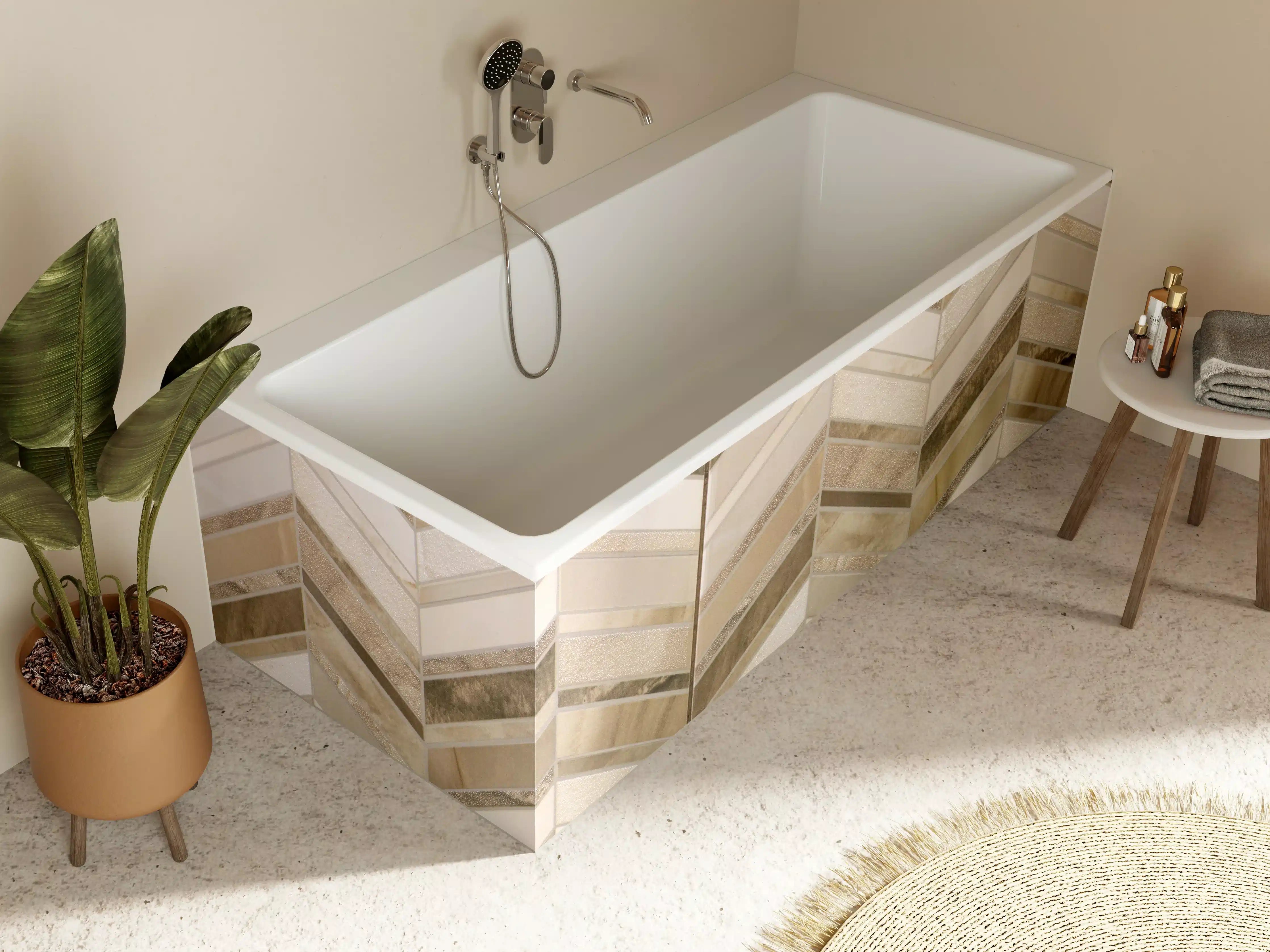 Badewannen-Rückwand - Moderne Beige-Creme Wandfliesen