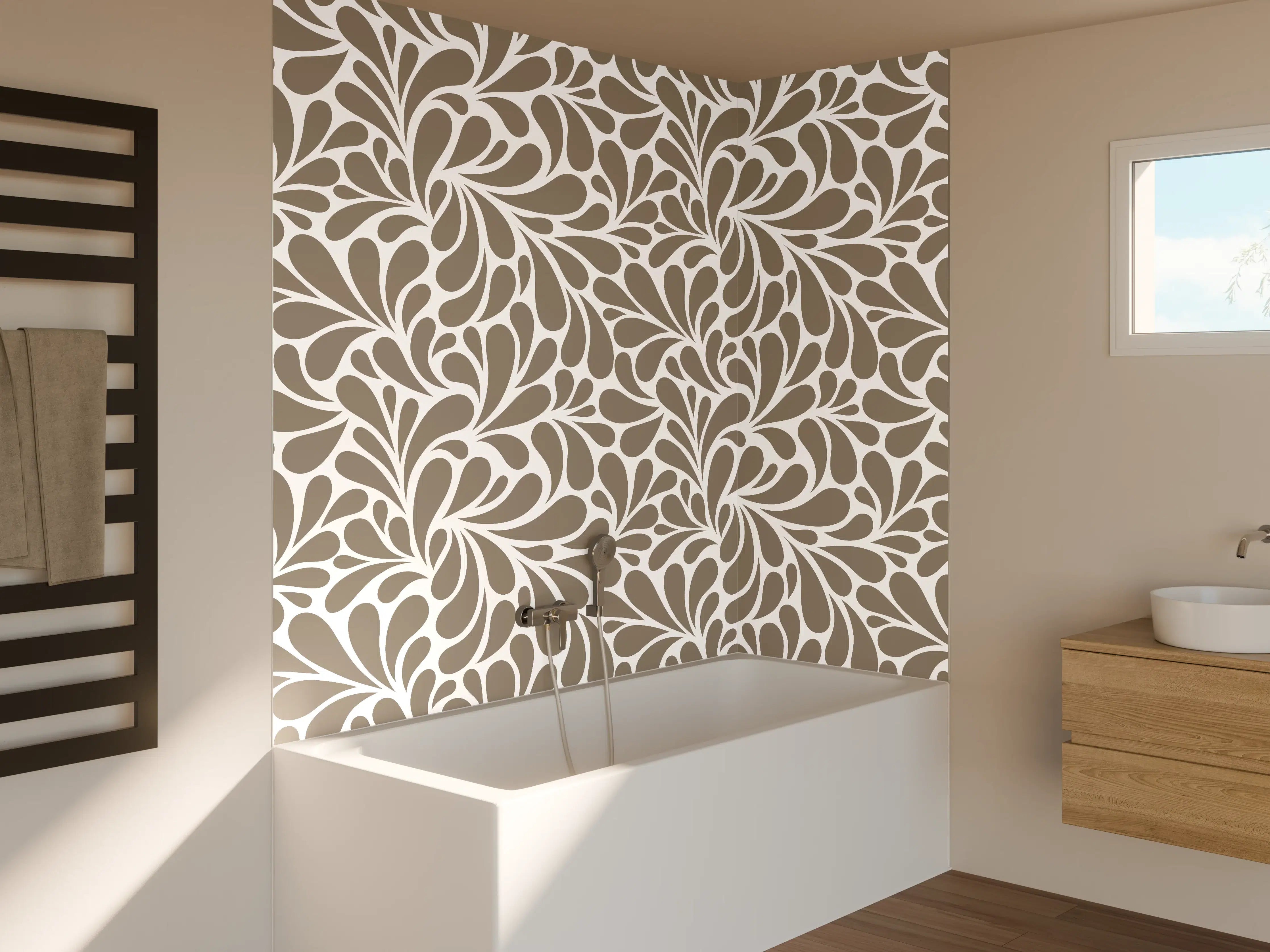 Badewannen-Rückwand - Moderne Beige-Muster Wandgestaltung