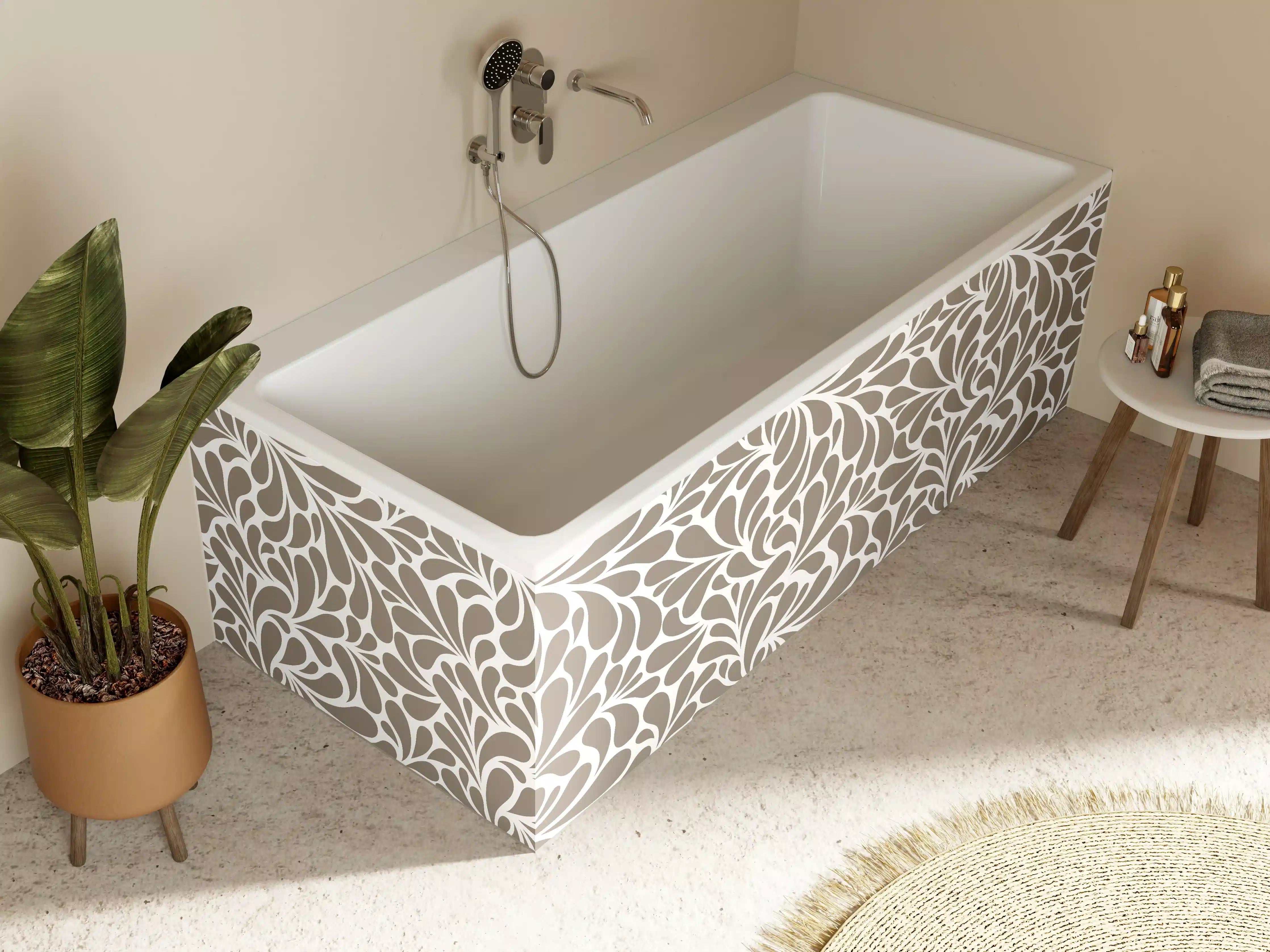 Badewannen-Rückwand - Moderne Beige-Muster Wandgestaltung