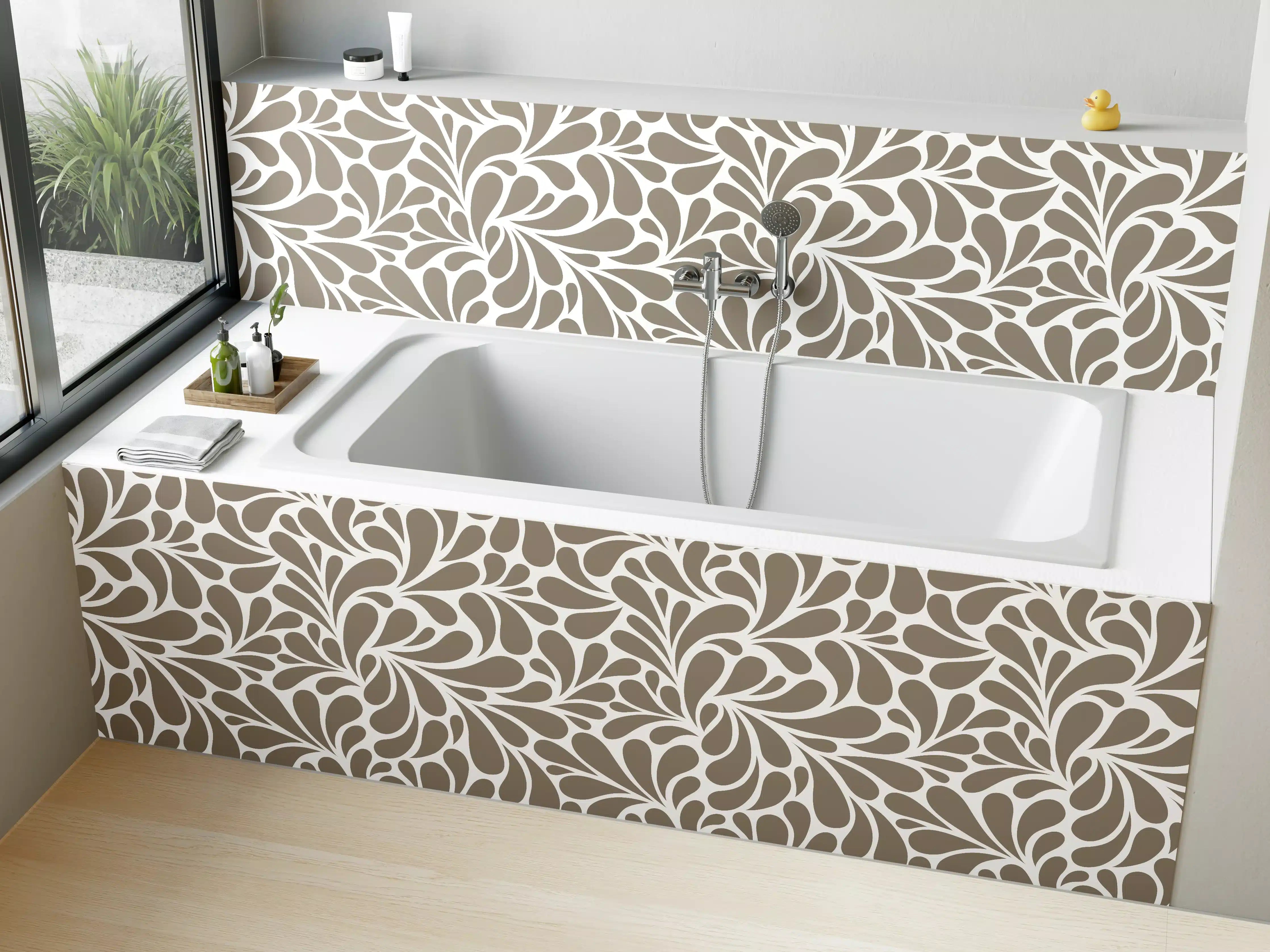 Badewannen-Rückwand - Moderne Beige-Muster Wandgestaltung