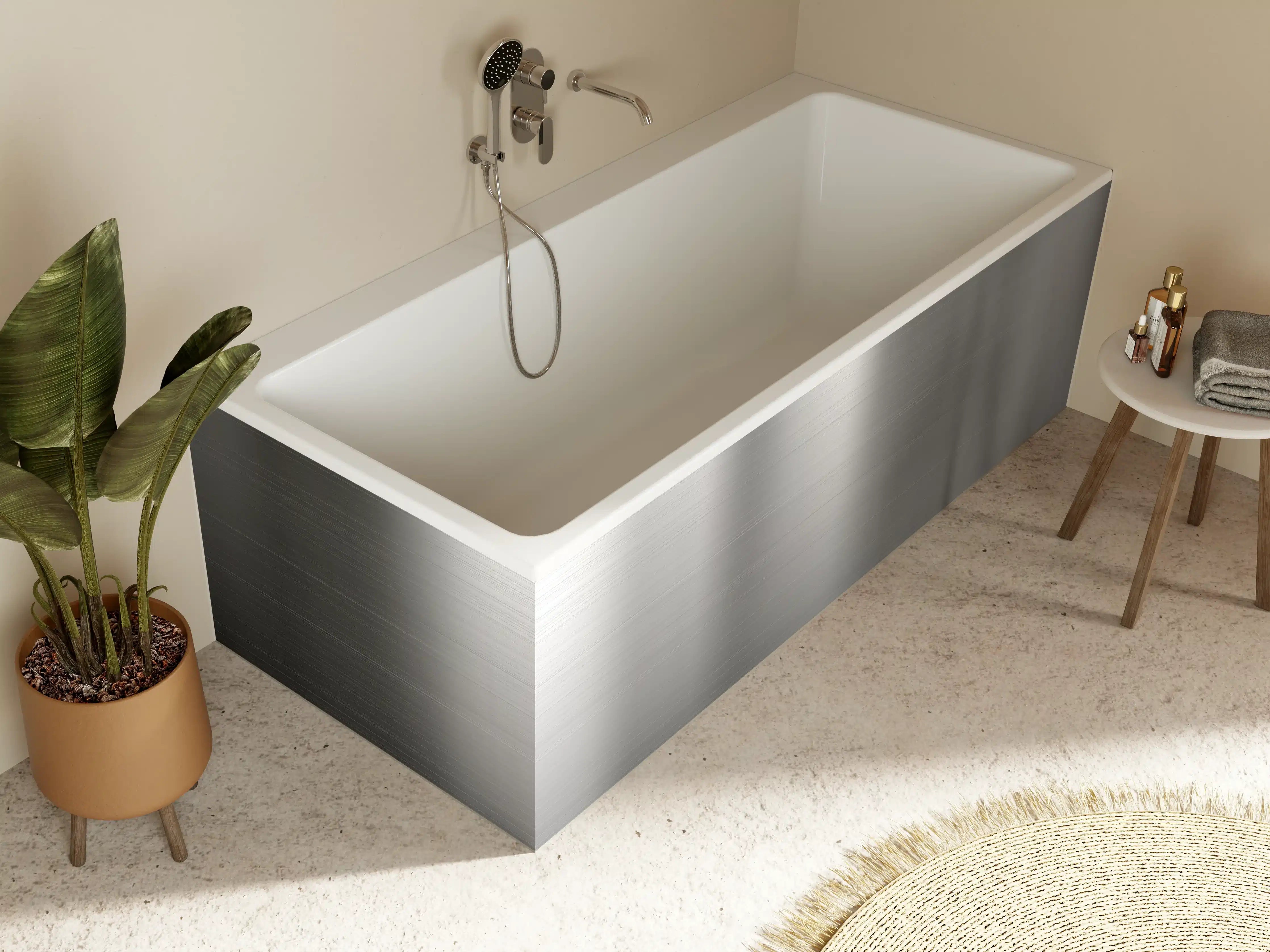 Badewannen-Rückwand - Moderne Betonstruktur mit Grautönen