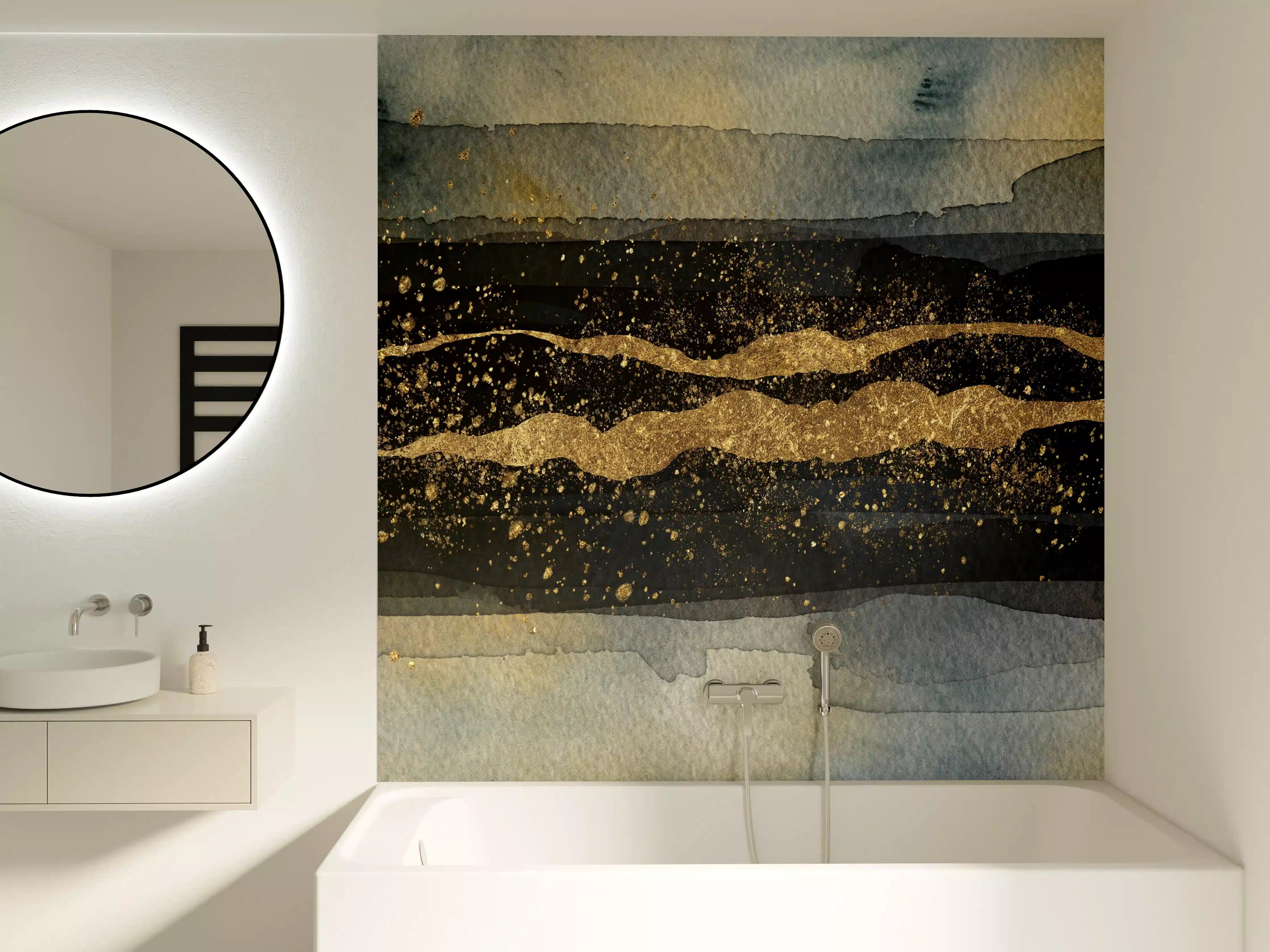 Badewannen-Rückwand - Moderne Darstellung - Aquarellmalerei