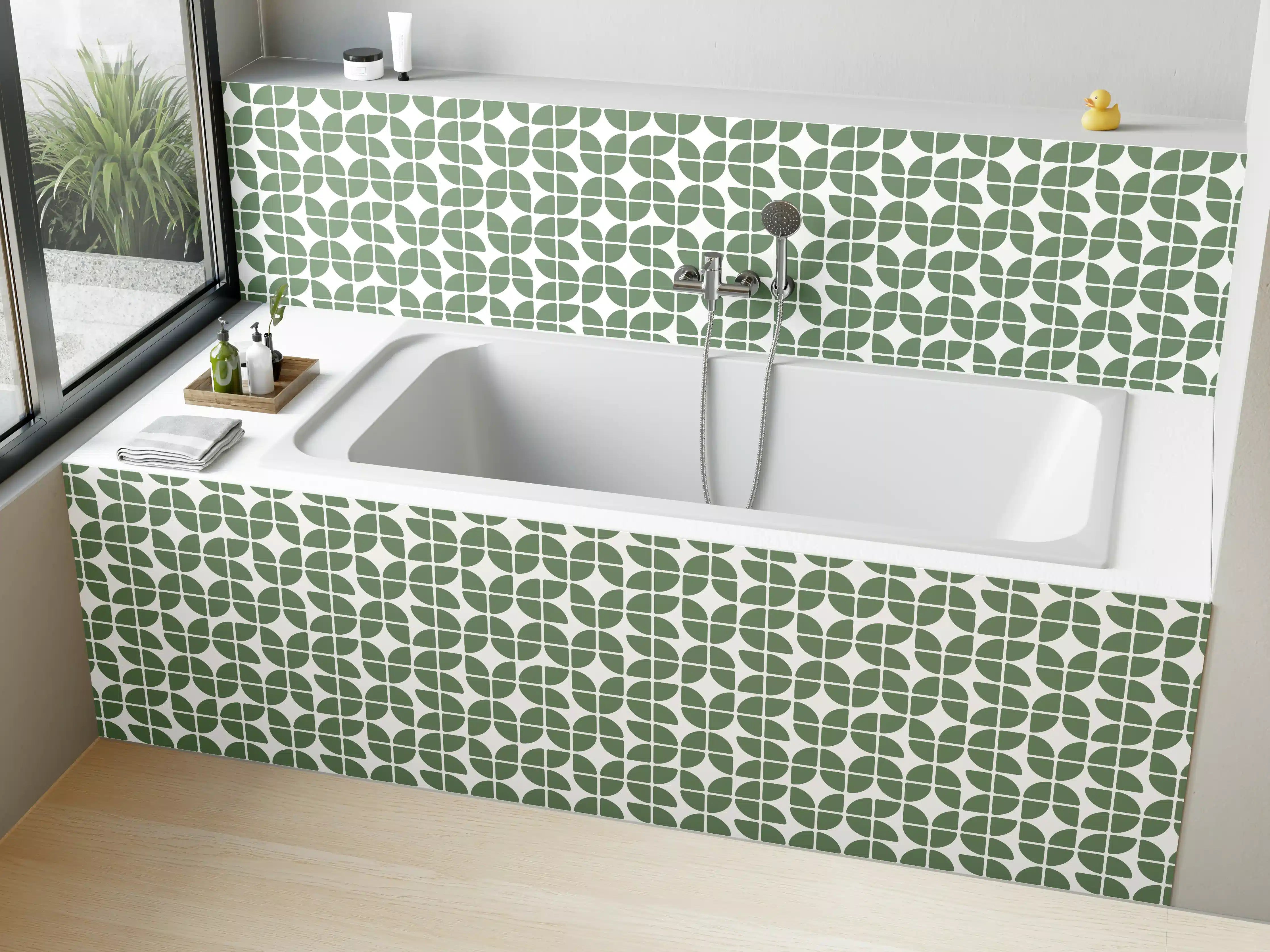 Badewannen-Rückwand - Moderne Fliesenmuster in Grün