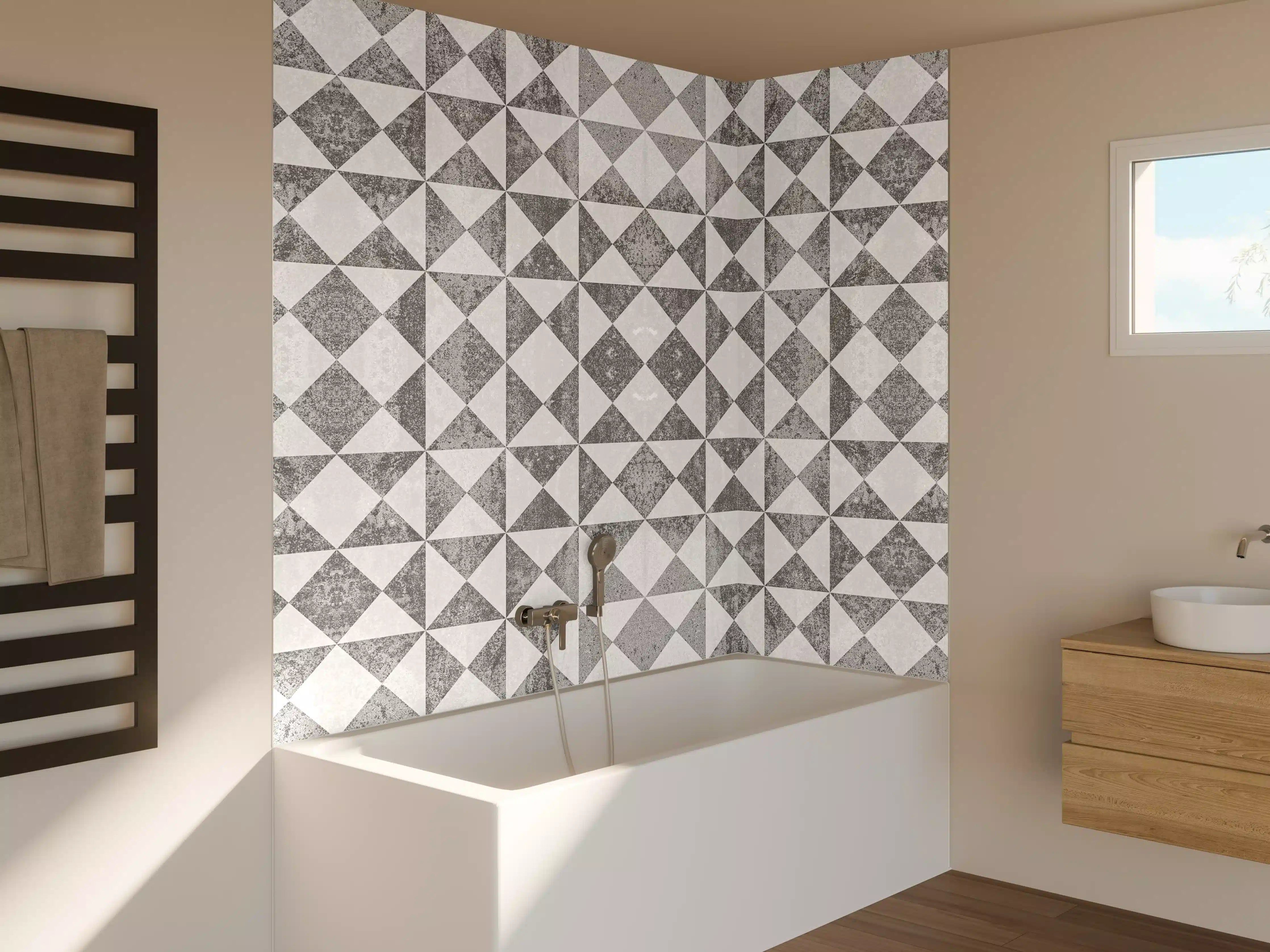 Badewannen-Rückwand - Moderne Graustufen-Textur