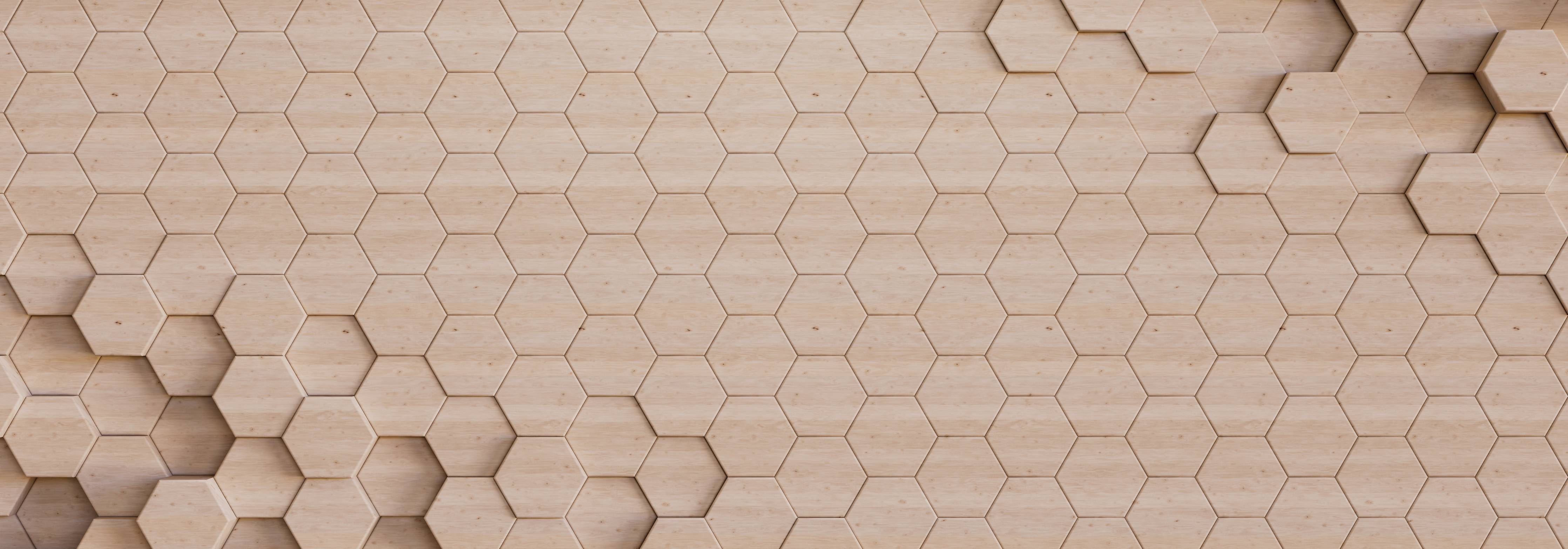 Badewannen-Rückwand-Moderne Holzwand mit Hexagon-Design in Nude-Tönen