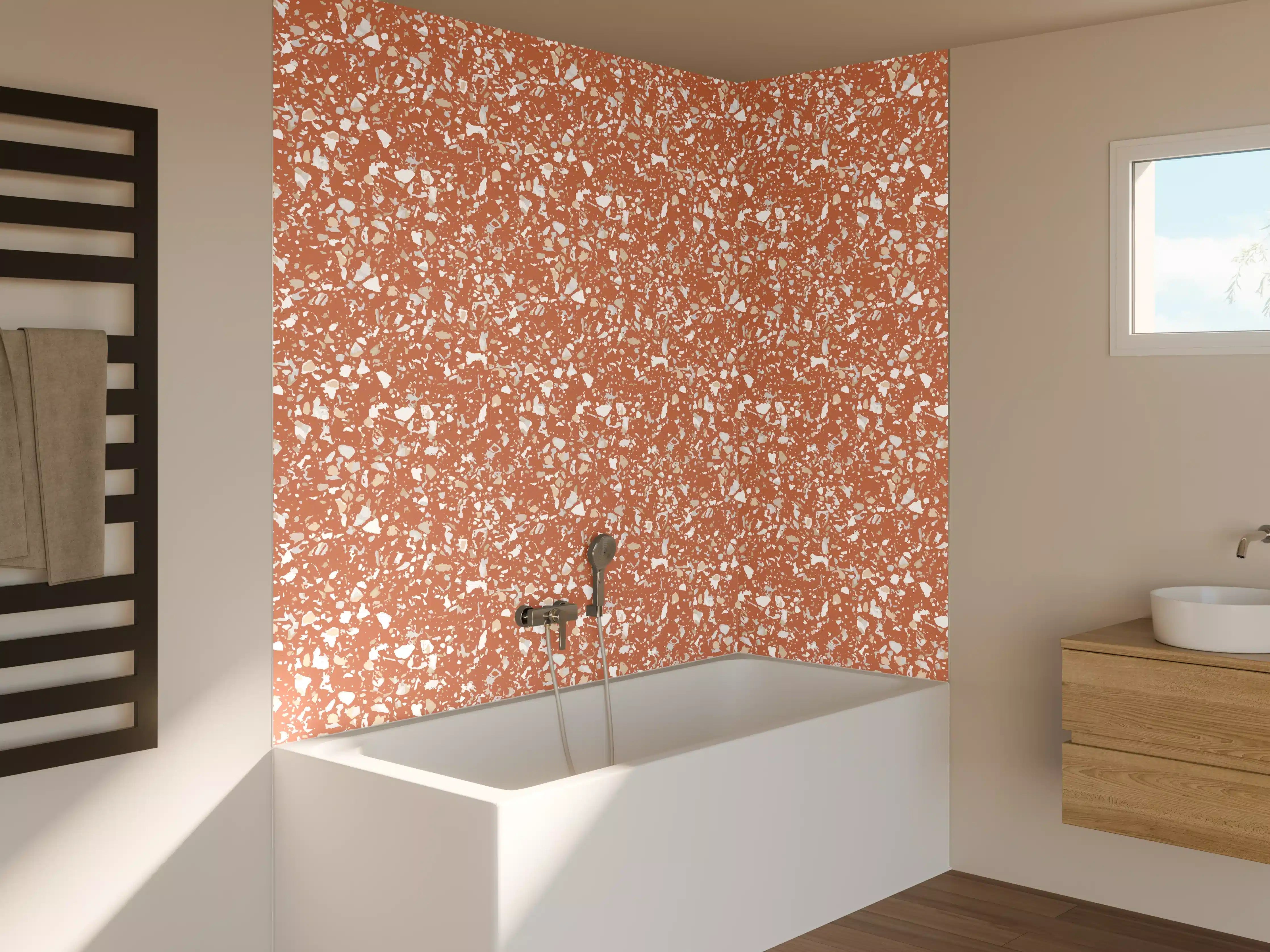 Badewannen-Rückwand - Moderne Kupfertextur mit Patina
