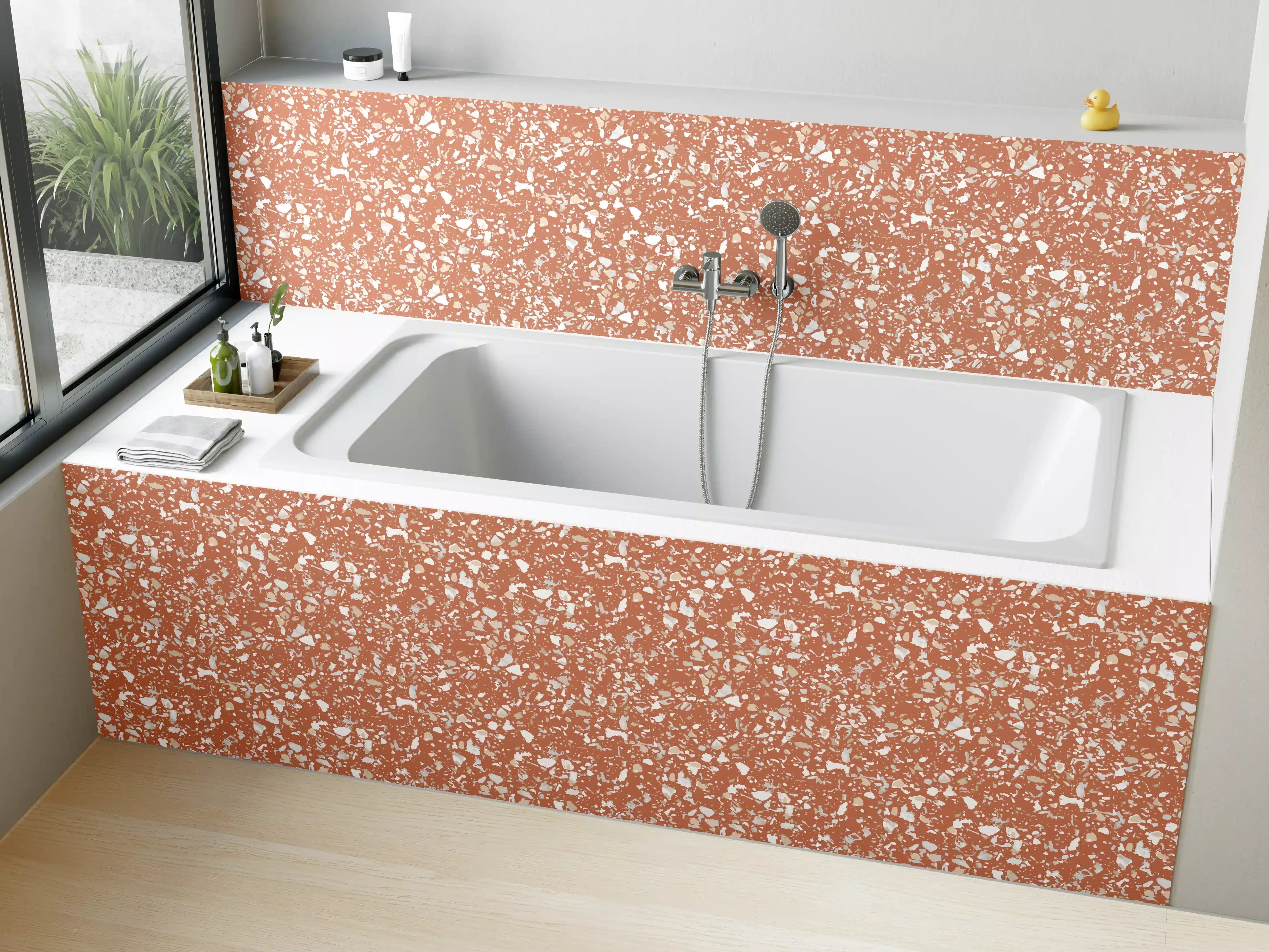Badewannen-Rückwand - Moderne Kupfertextur mit Patina