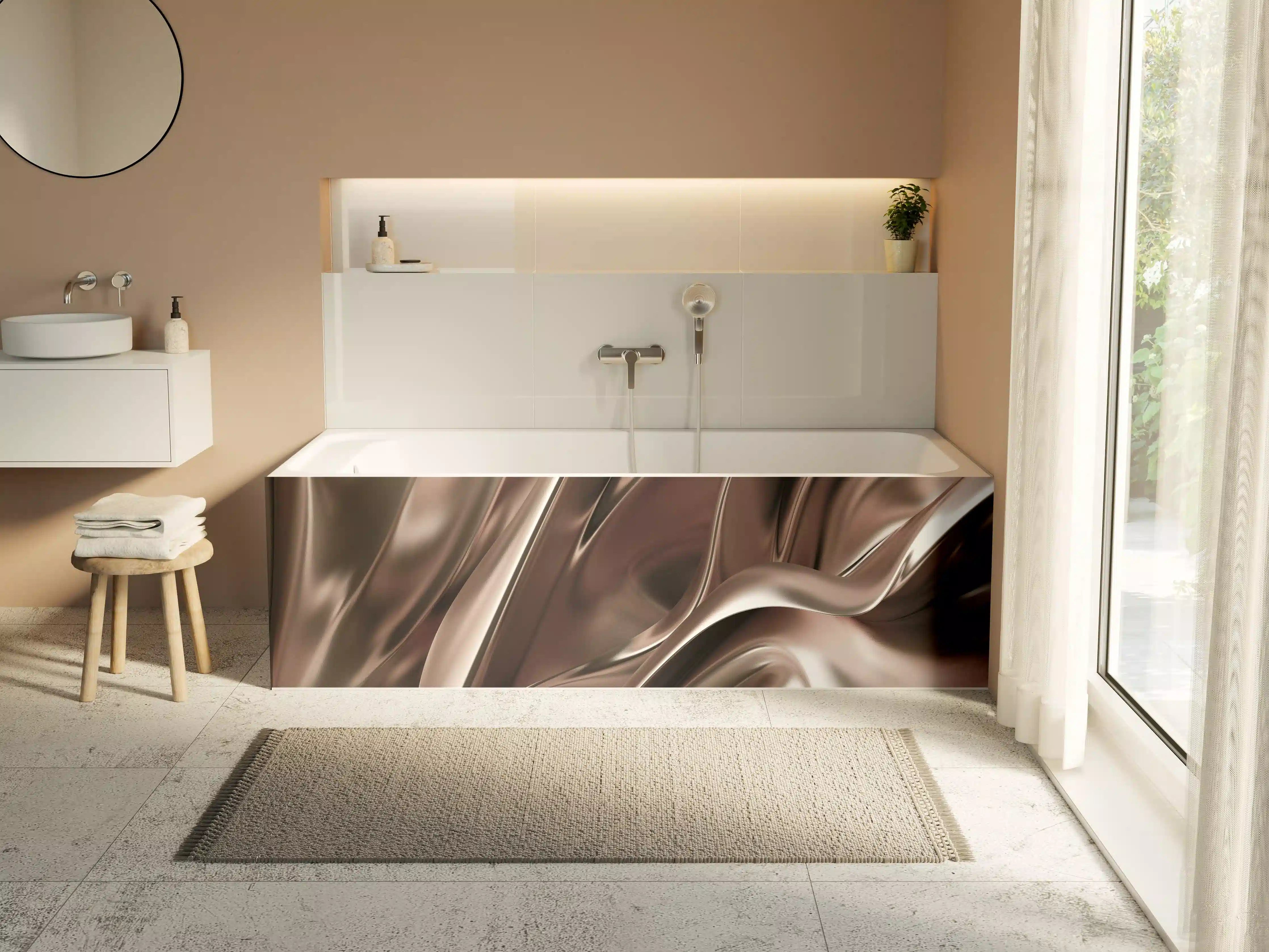 Badewannen-Rückwand - Moderne Metallstruktur in Bronzeoptik