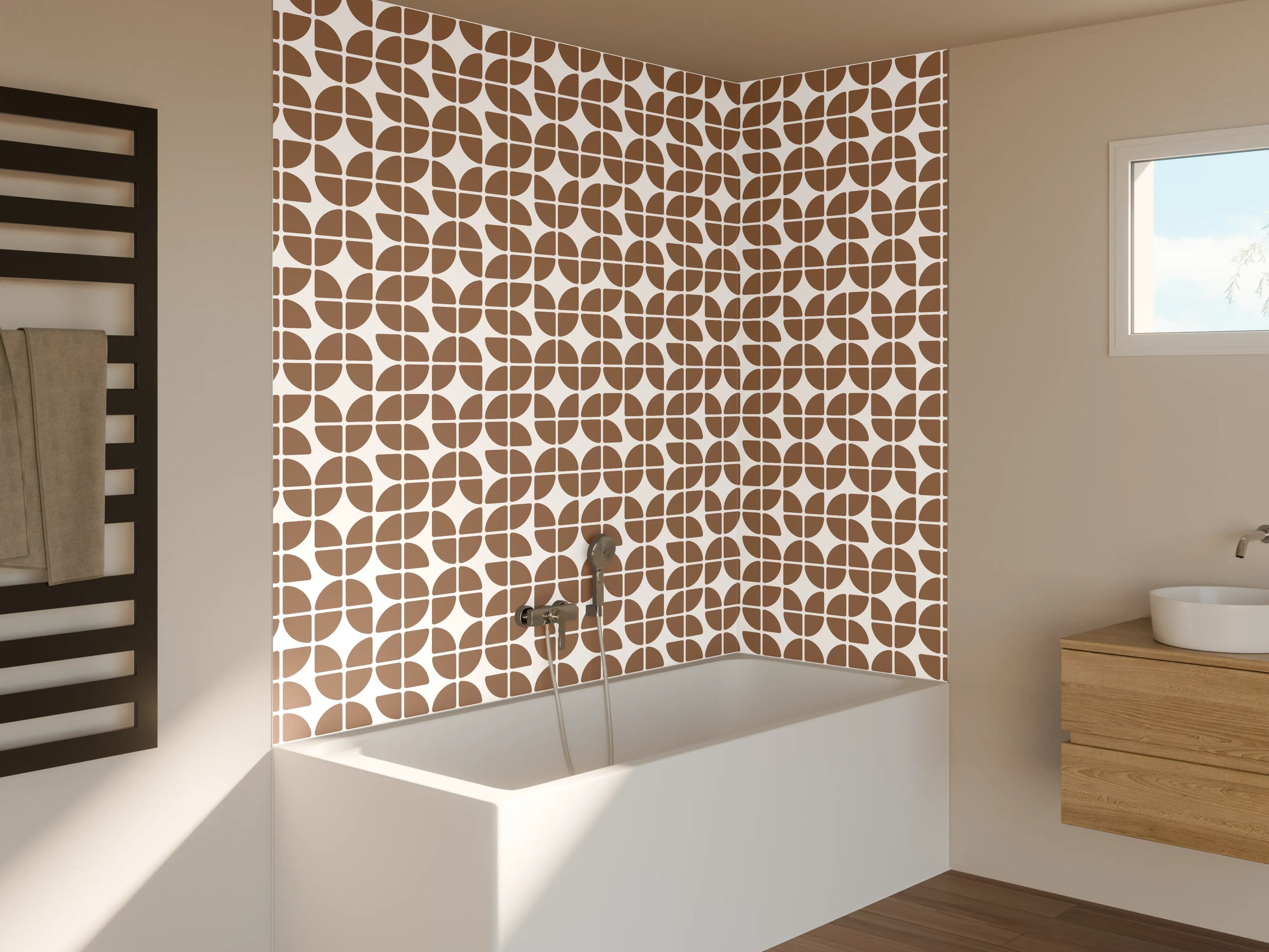 Badewannen-Rückwand - Moderne Mosaik-Optik in Braun und Beige