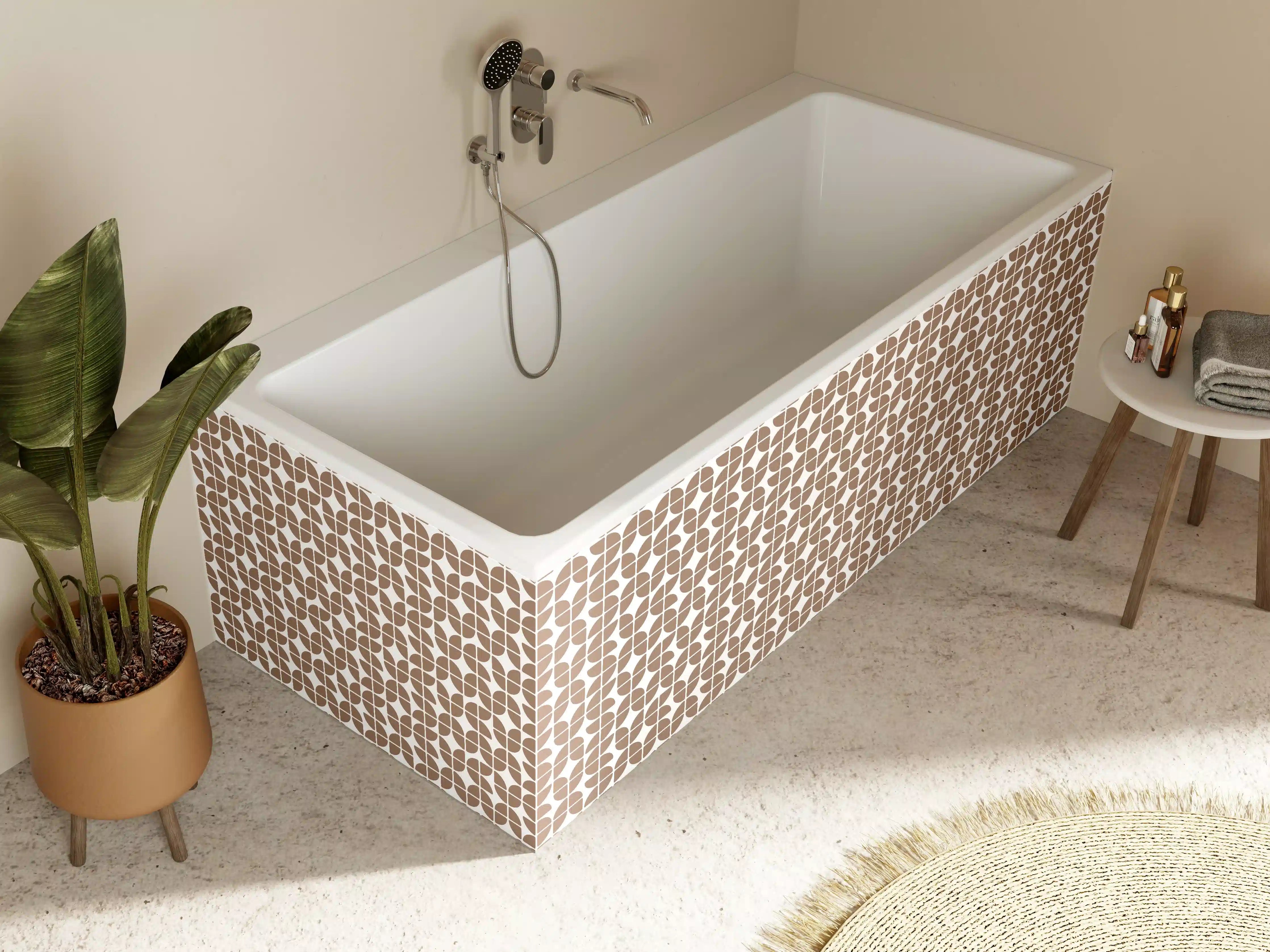 Badewannen-Rückwand - Moderne Mosaik-Optik in Braun und Beige