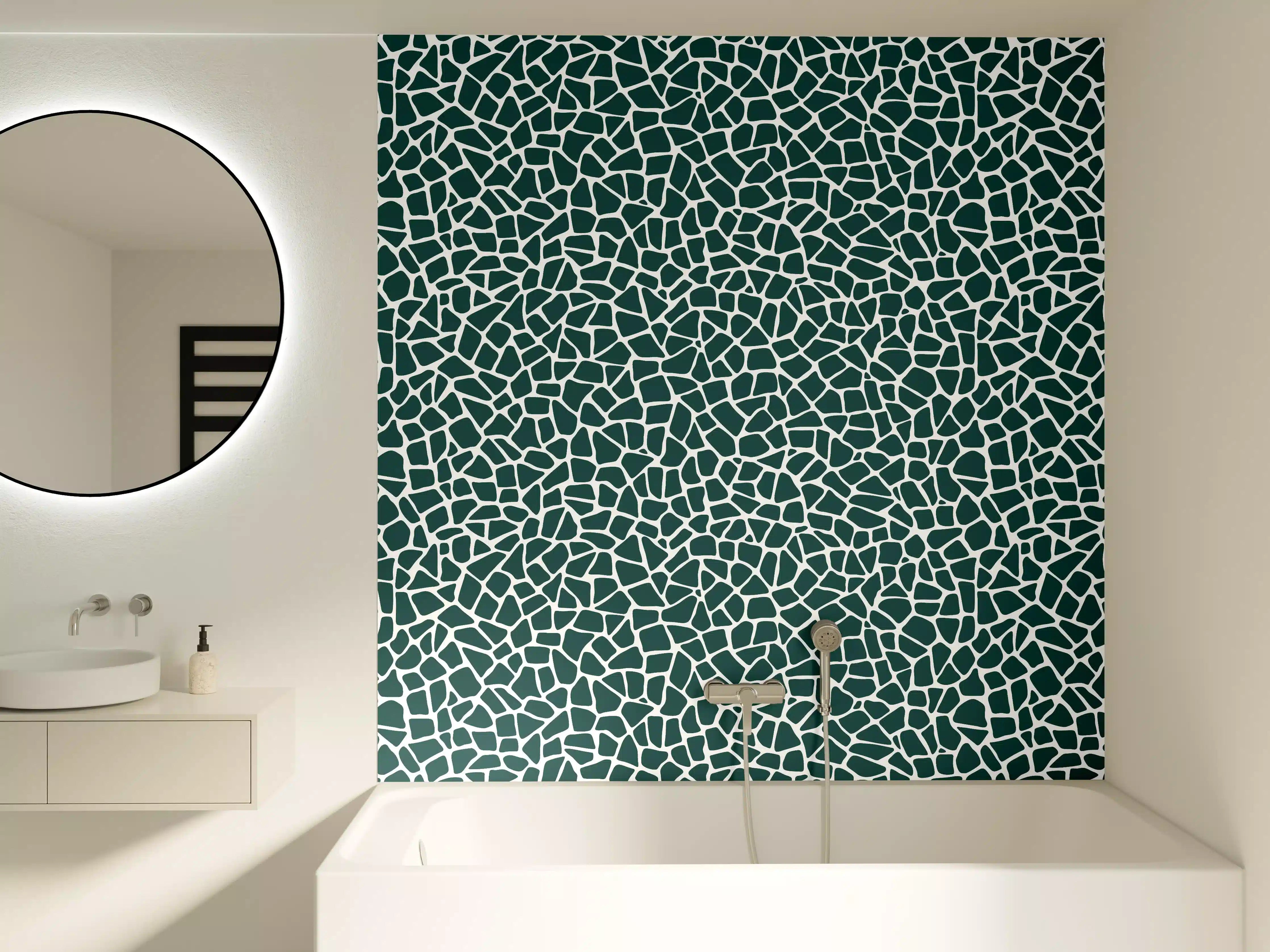 Badewannen-Rückwand - Moderne Mosaiktextur in Blau-Grün
