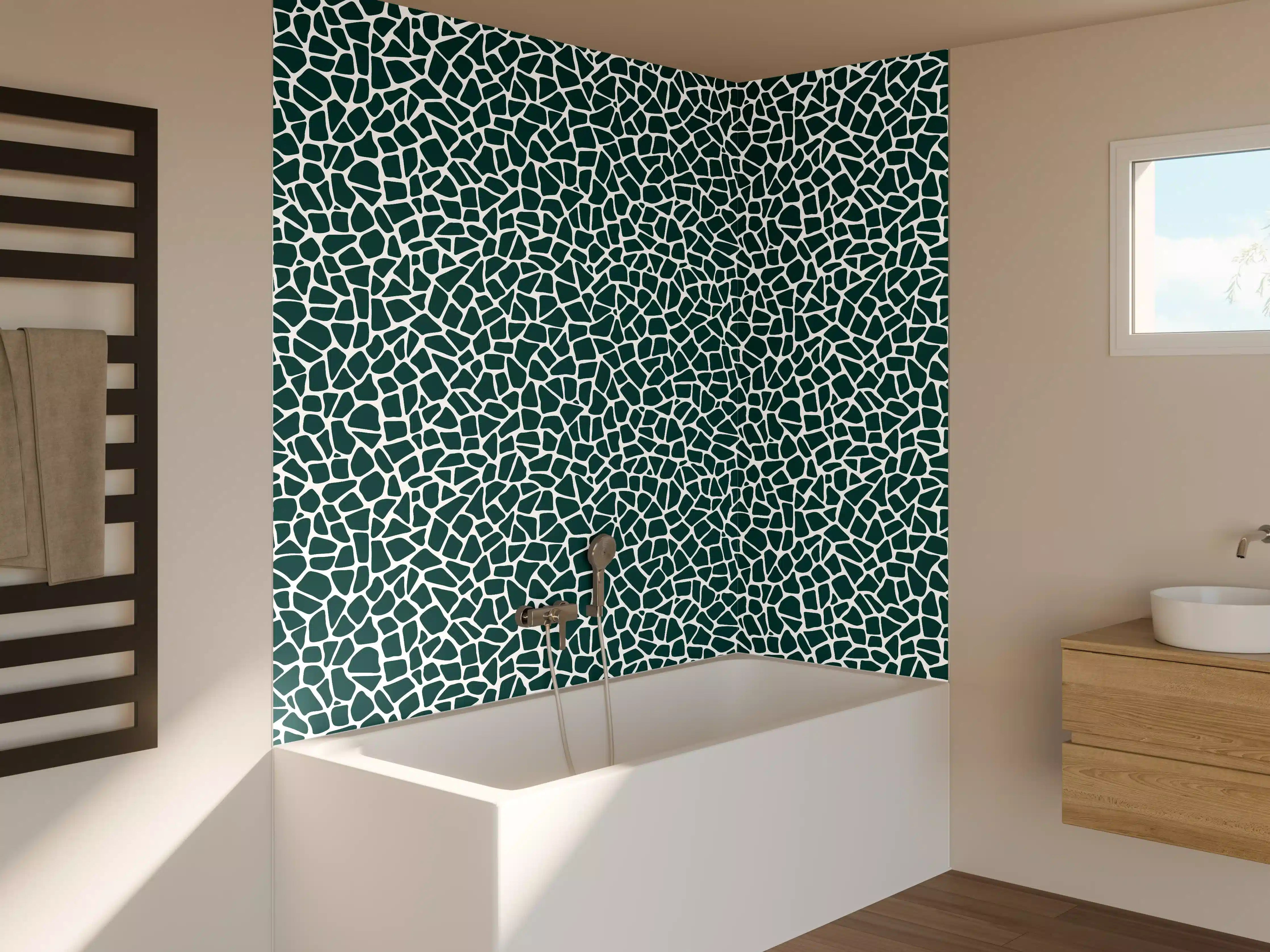 Badewannen-Rückwand - Moderne Mosaiktextur in Blau-Grün