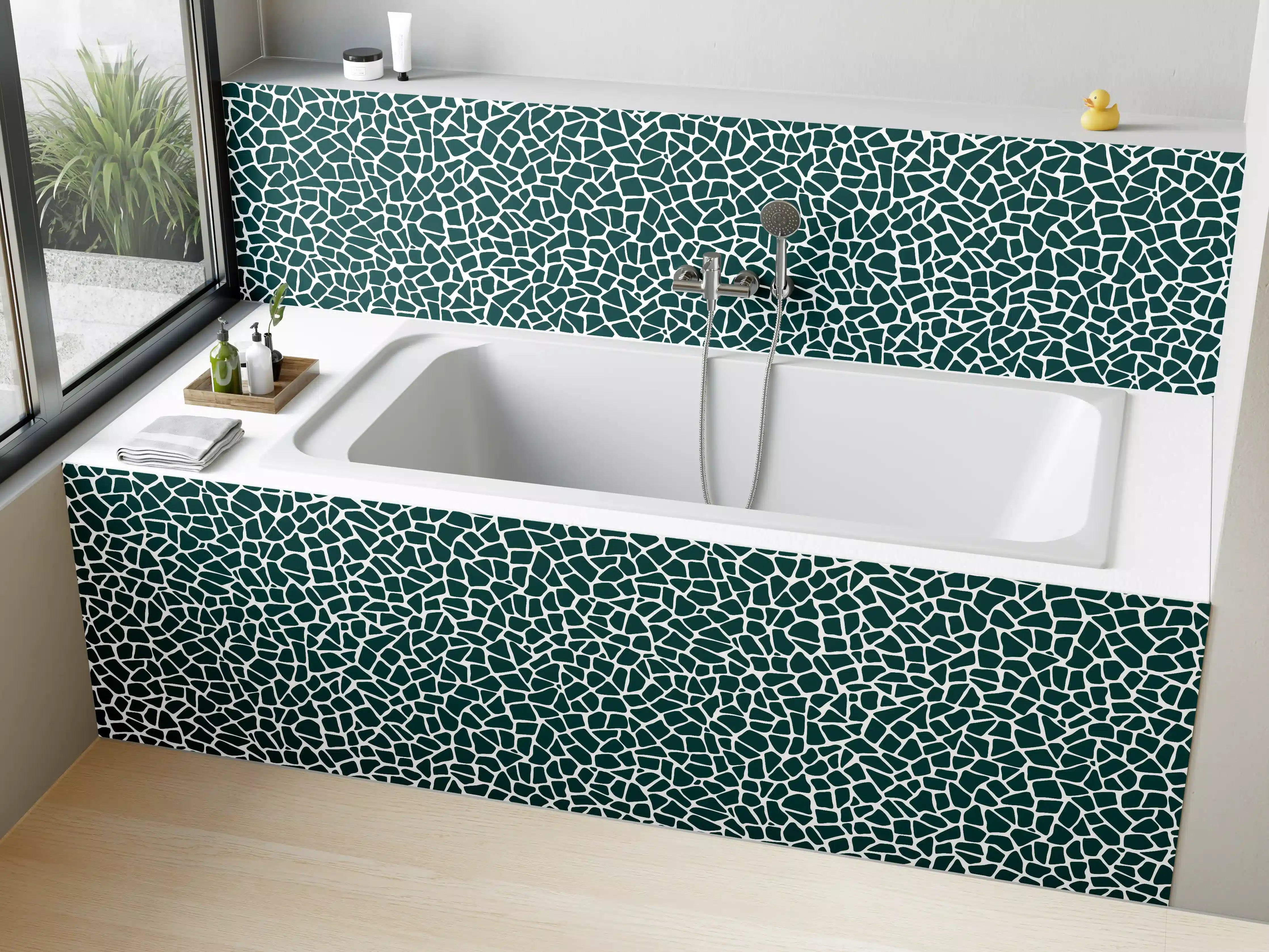 Badewannen-Rückwand - Moderne Mosaiktextur in Blau-Grün