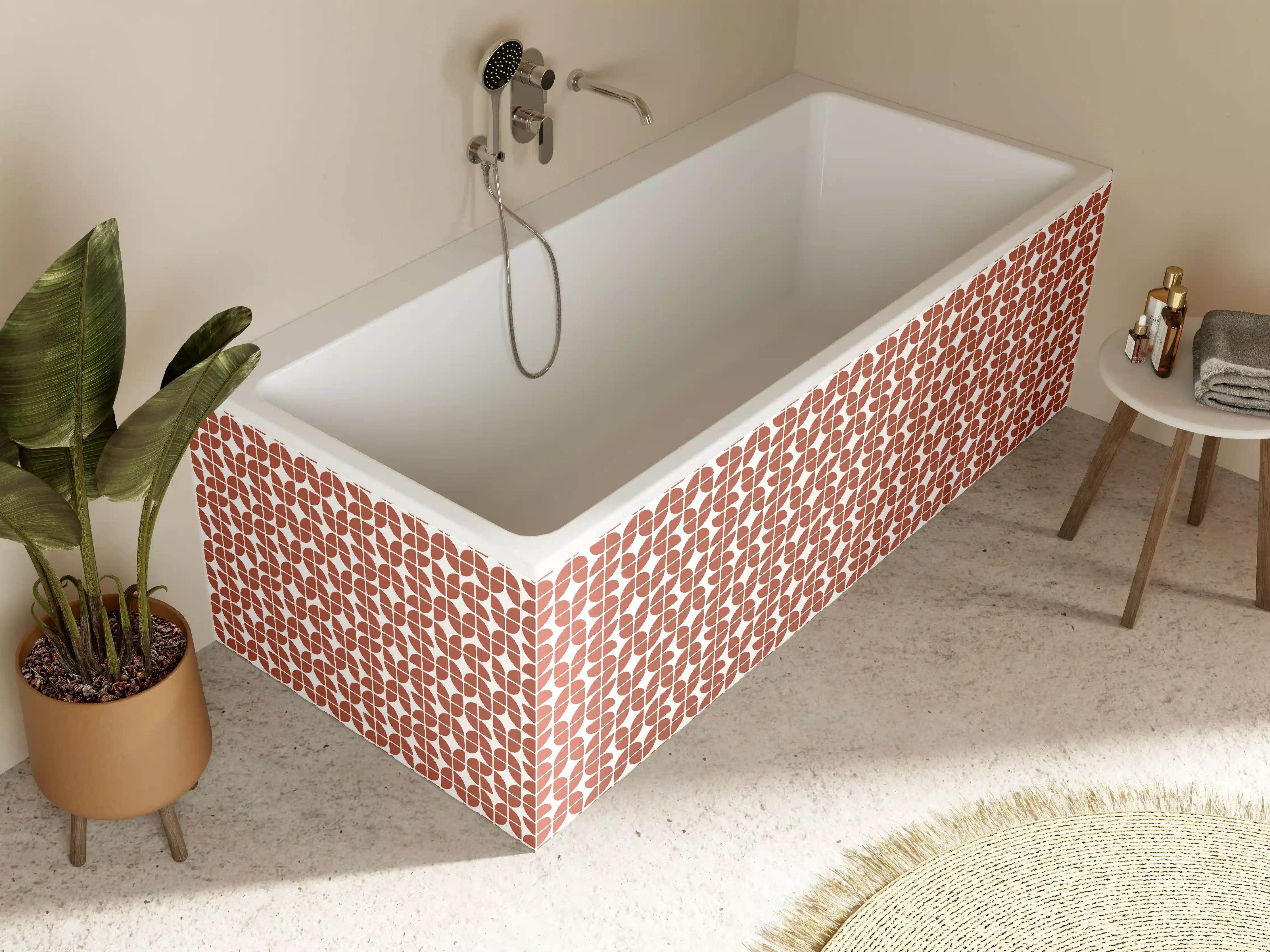 Badewannen-Rückwand - Moderne Terrakotta-Musterwand