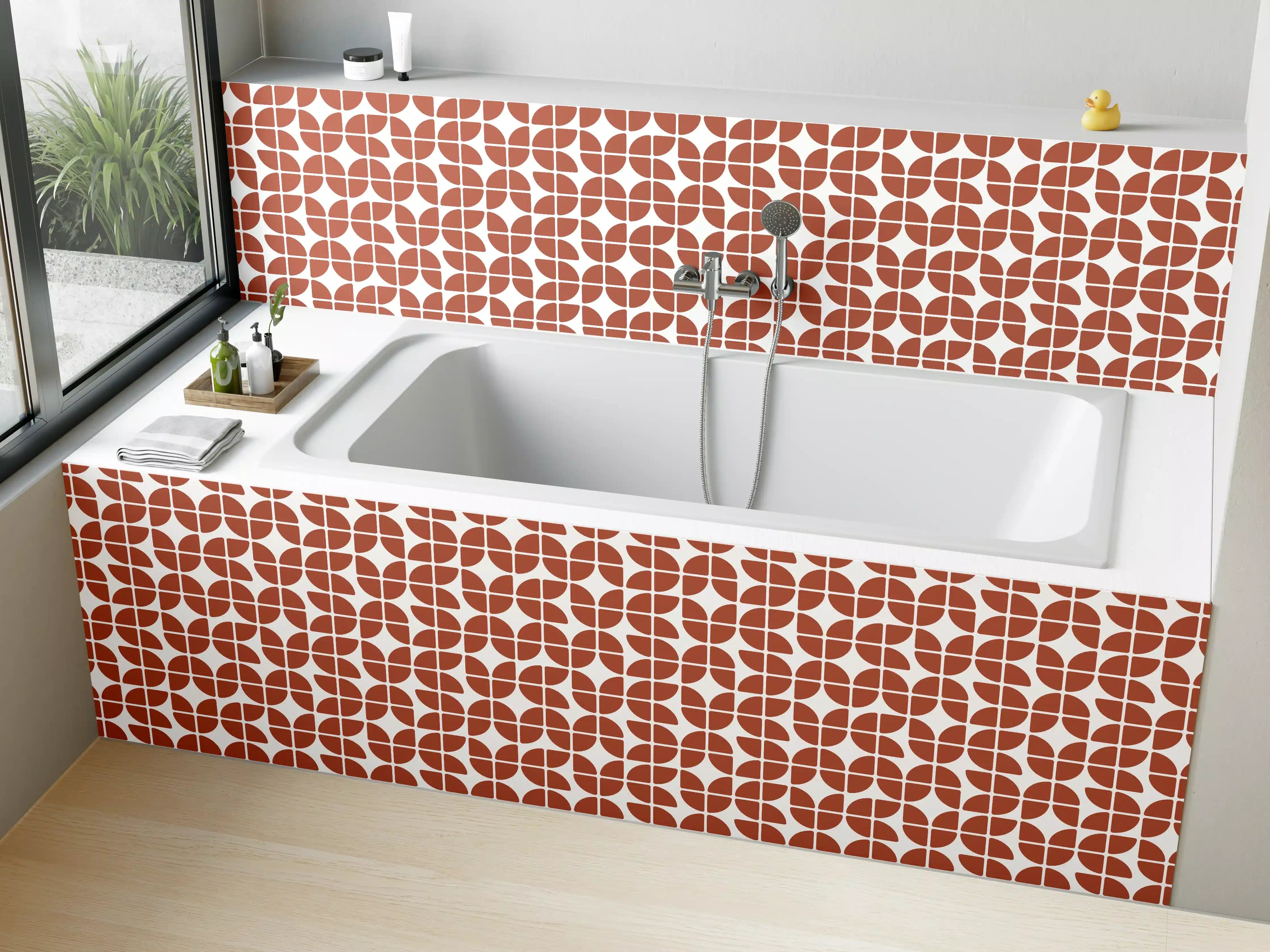 Badewannen-Rückwand - Moderne Terrakotta-Musterwand