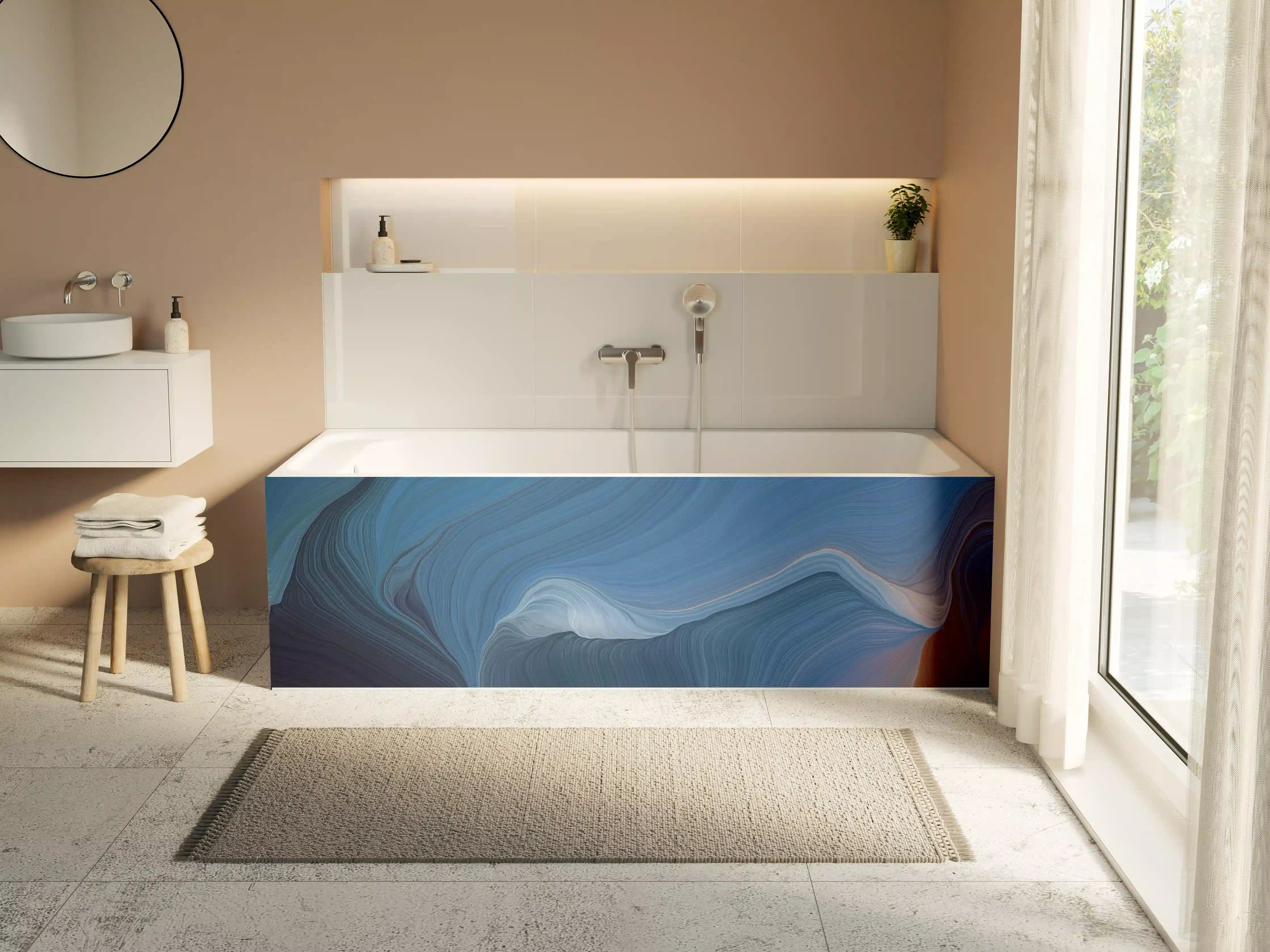 Badewannen-Rückwand - Moderne blaue und orange Farbverlauf