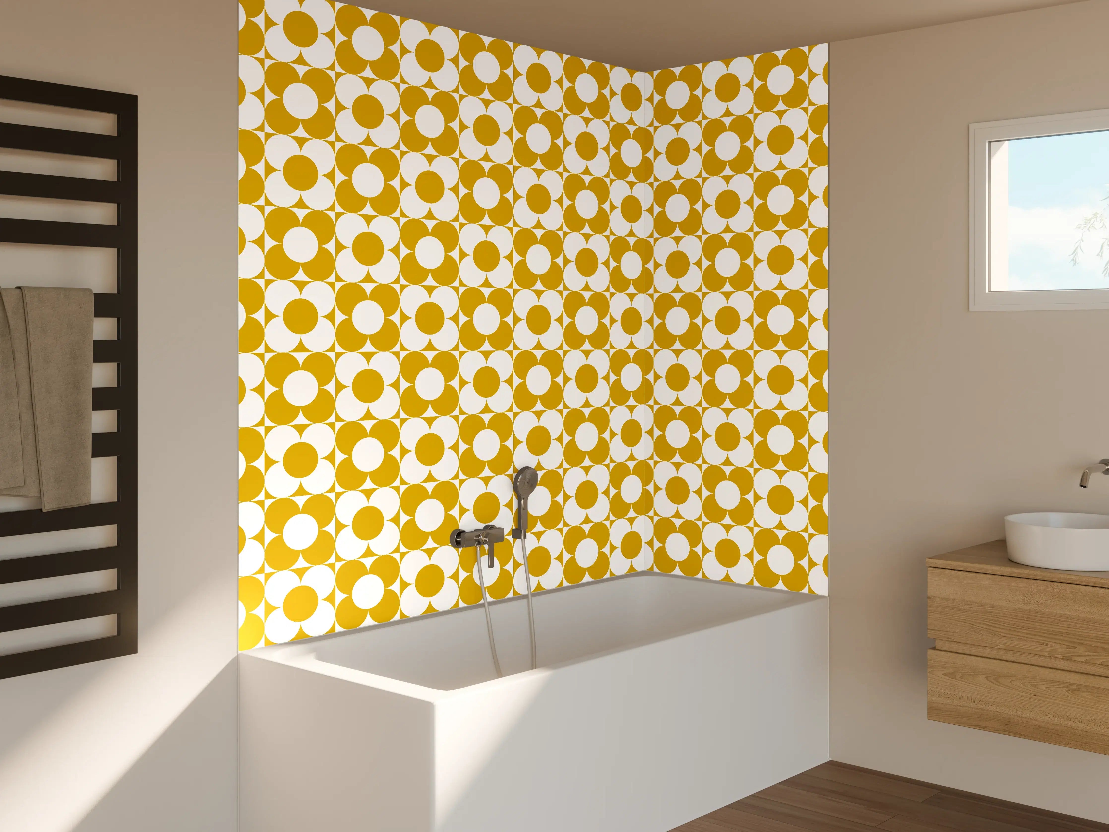 Badewannen-Rückwand - Moderne gelbe Musterfläche