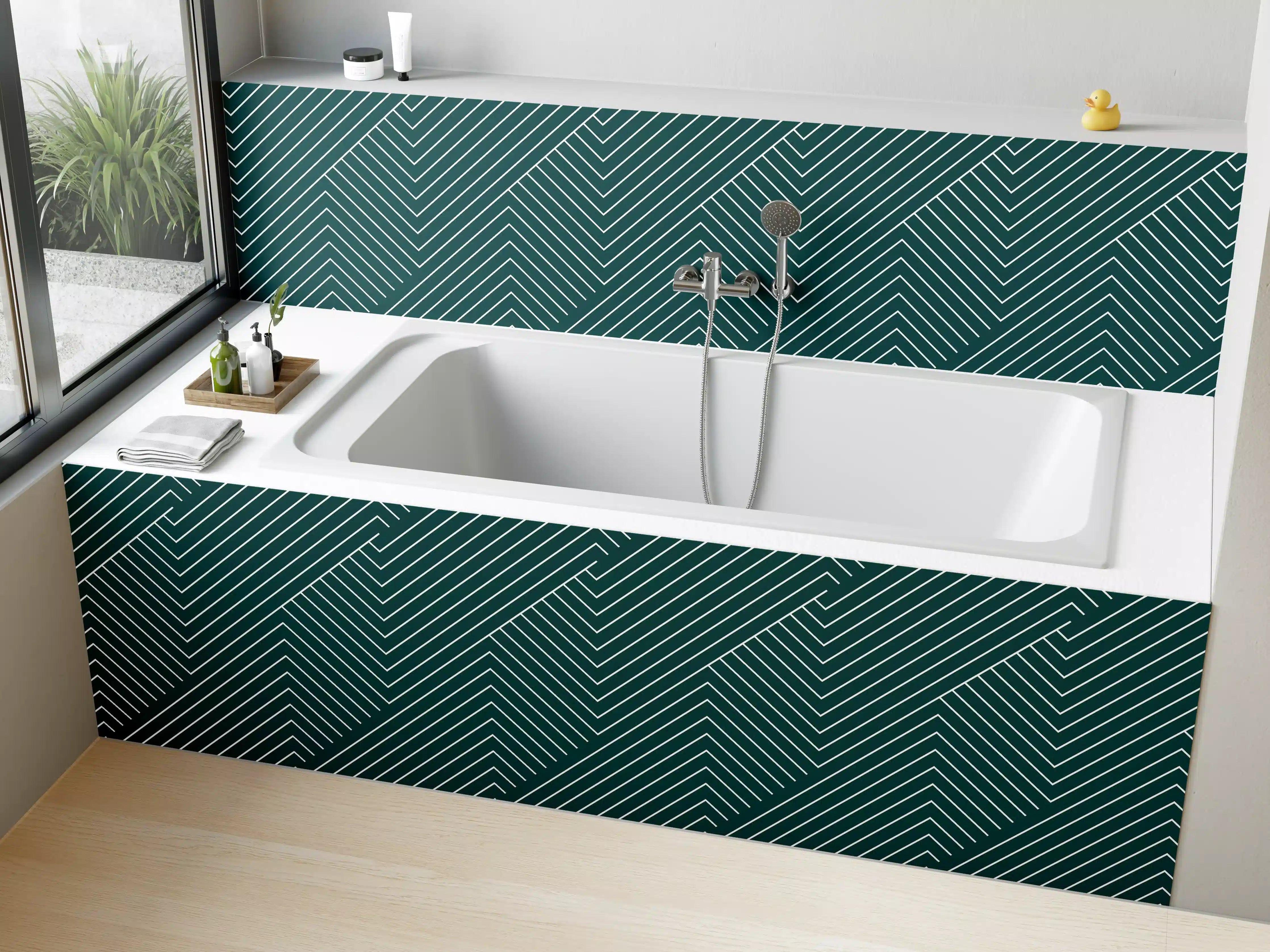 Badewannen-Rückwand - Moderne geometrische Linienführung