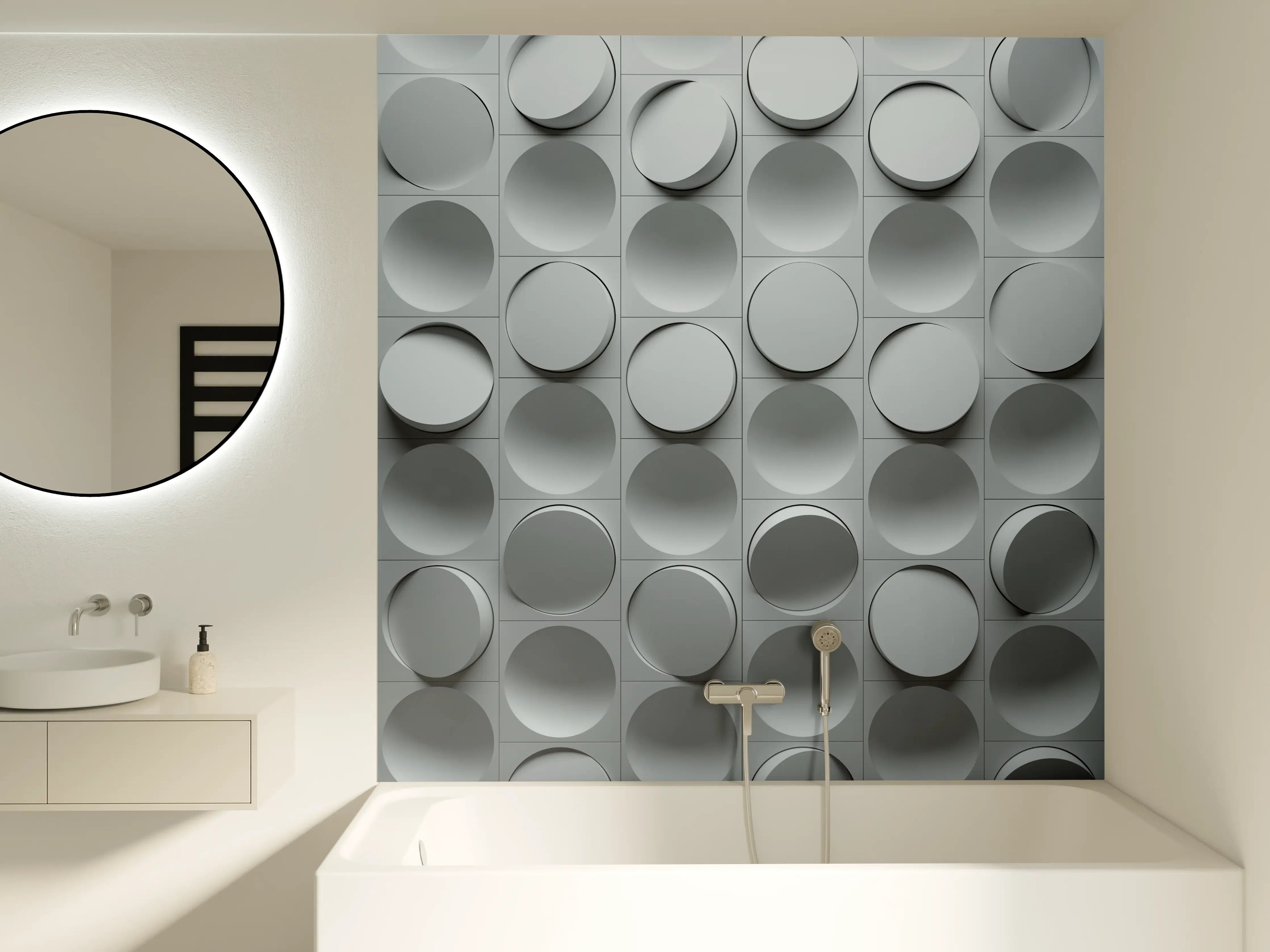 Badewannen-Rückwand - Moderne graue 3D-Wandstruktur