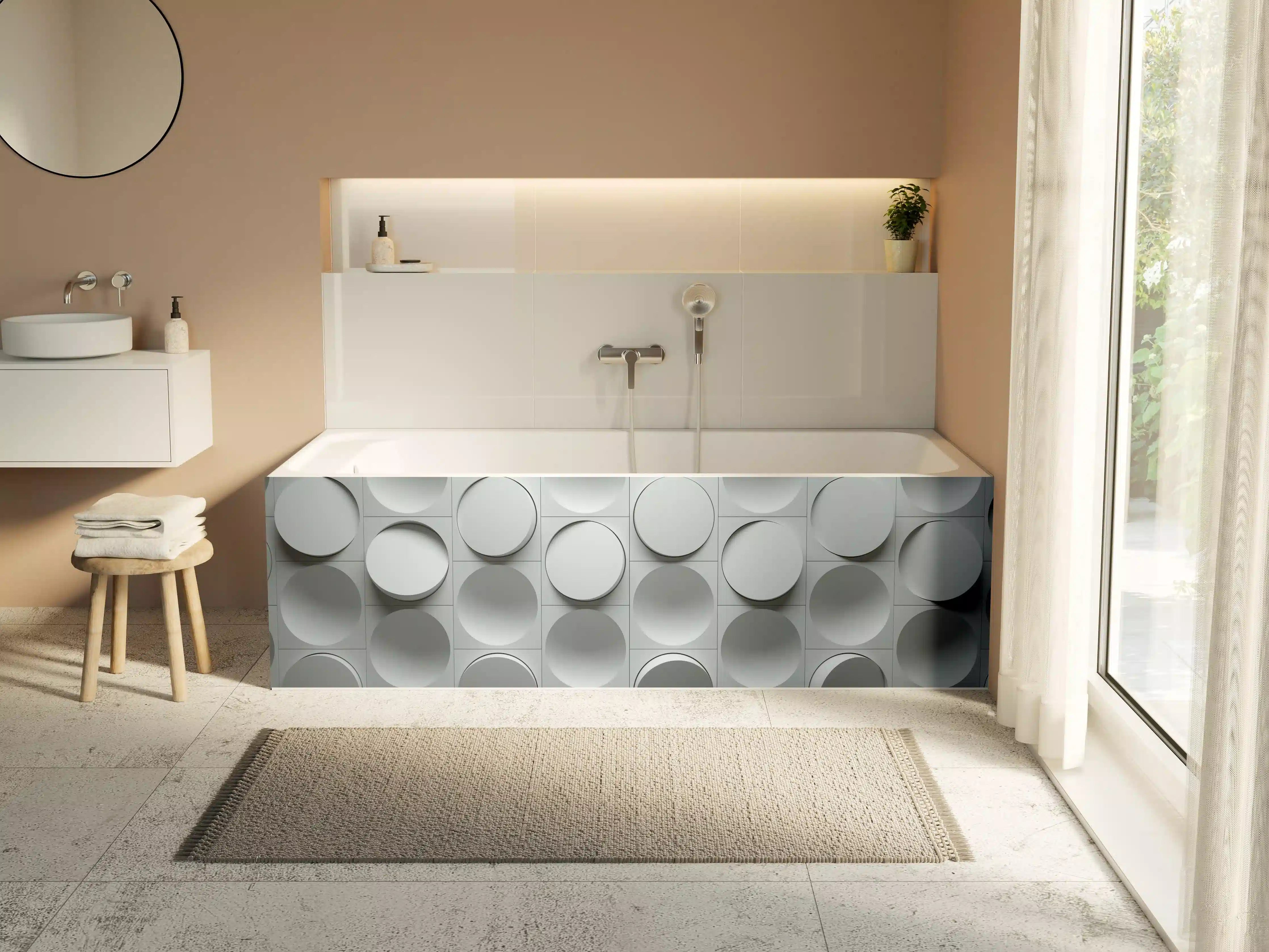 Badewannen-Rückwand - Moderne graue 3D-Wandstruktur