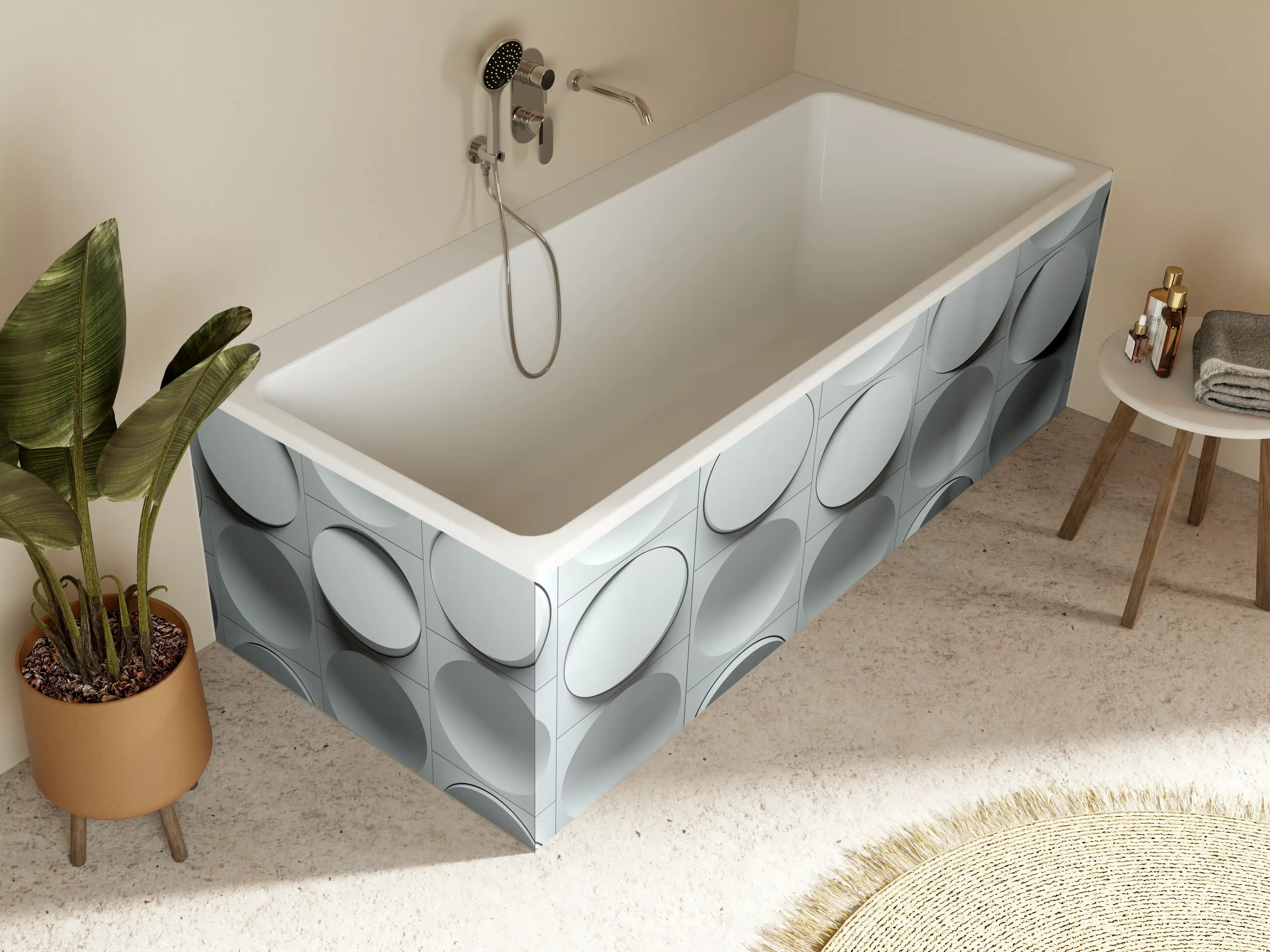 Badewannen-Rückwand - Moderne graue 3D-Wandstruktur