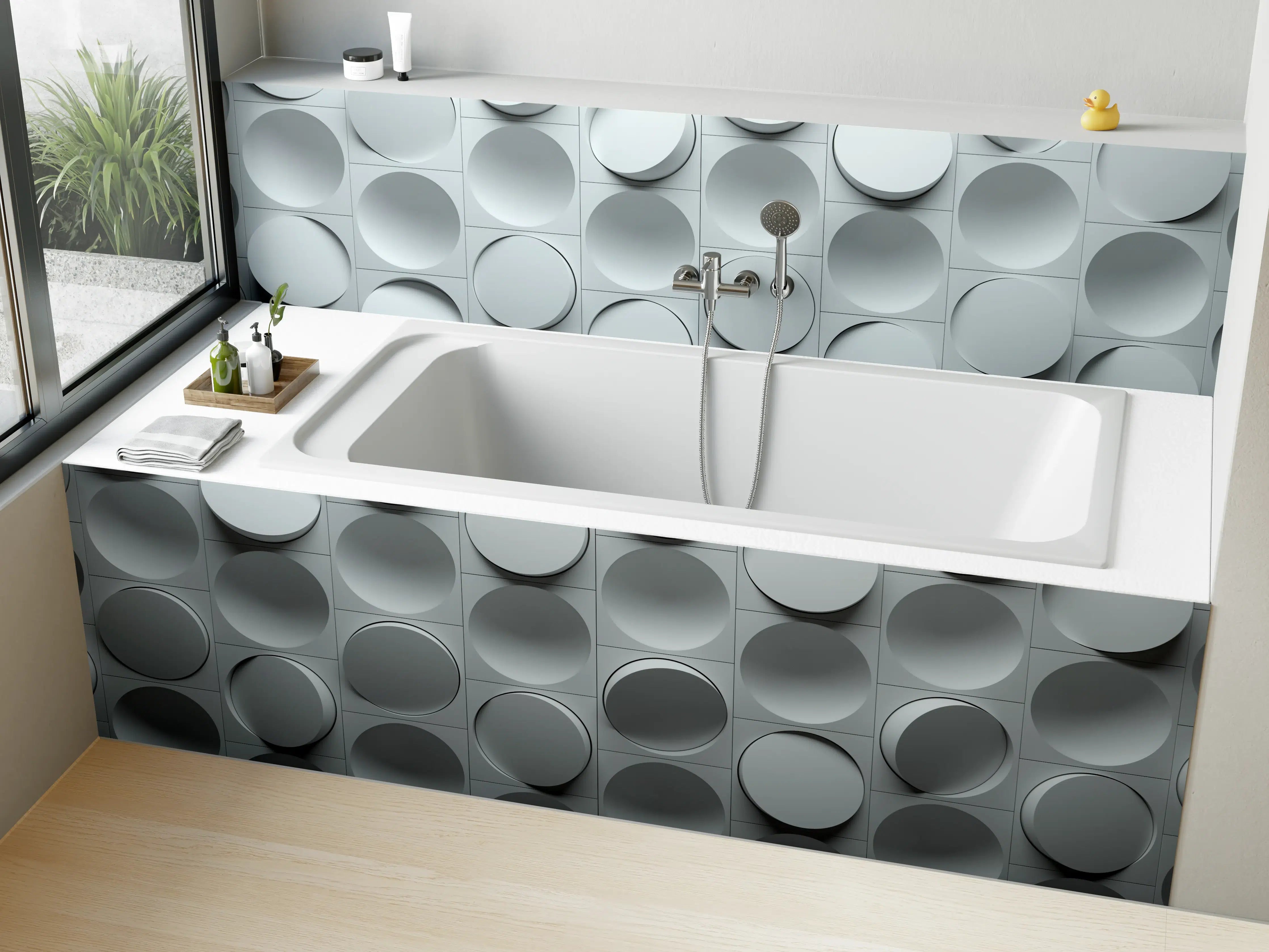 Badewannen-Rückwand - Moderne graue 3D-Wandstruktur
