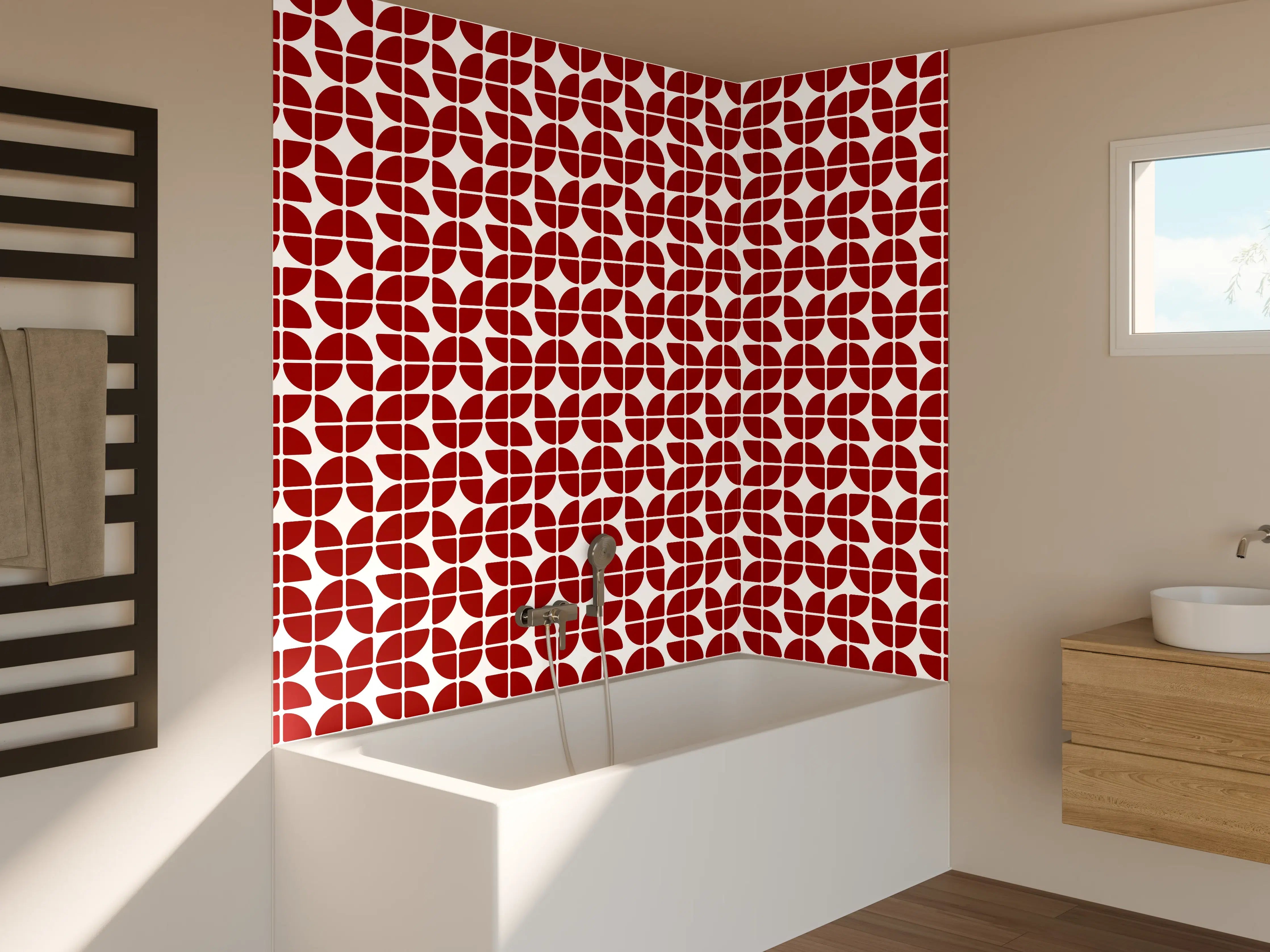 Badewannen-Rückwand - Moderne rote Mustermosaikfliese