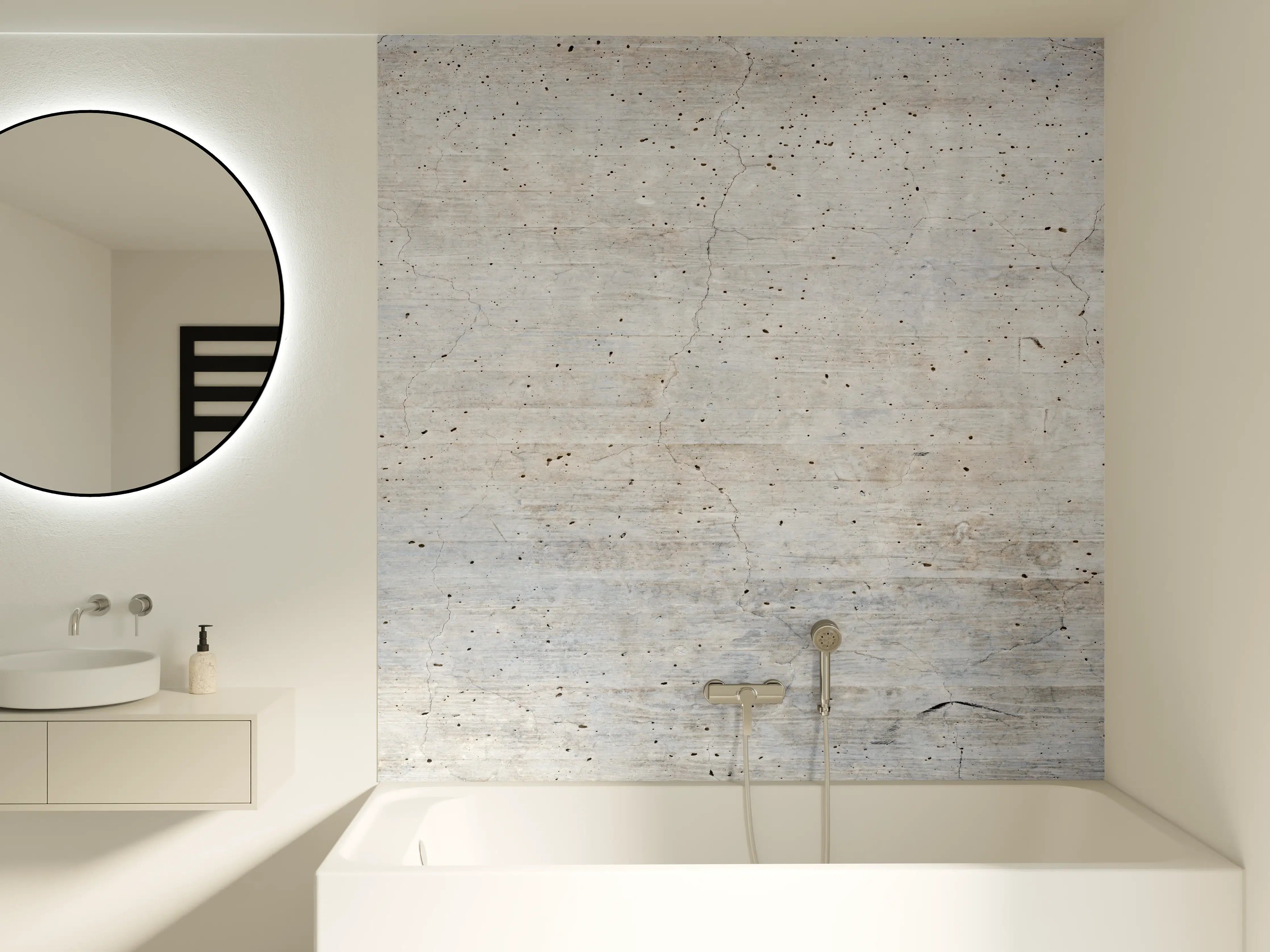 Badewannen-Rückwand - Modernes Grau-Weiß Wanddesign
