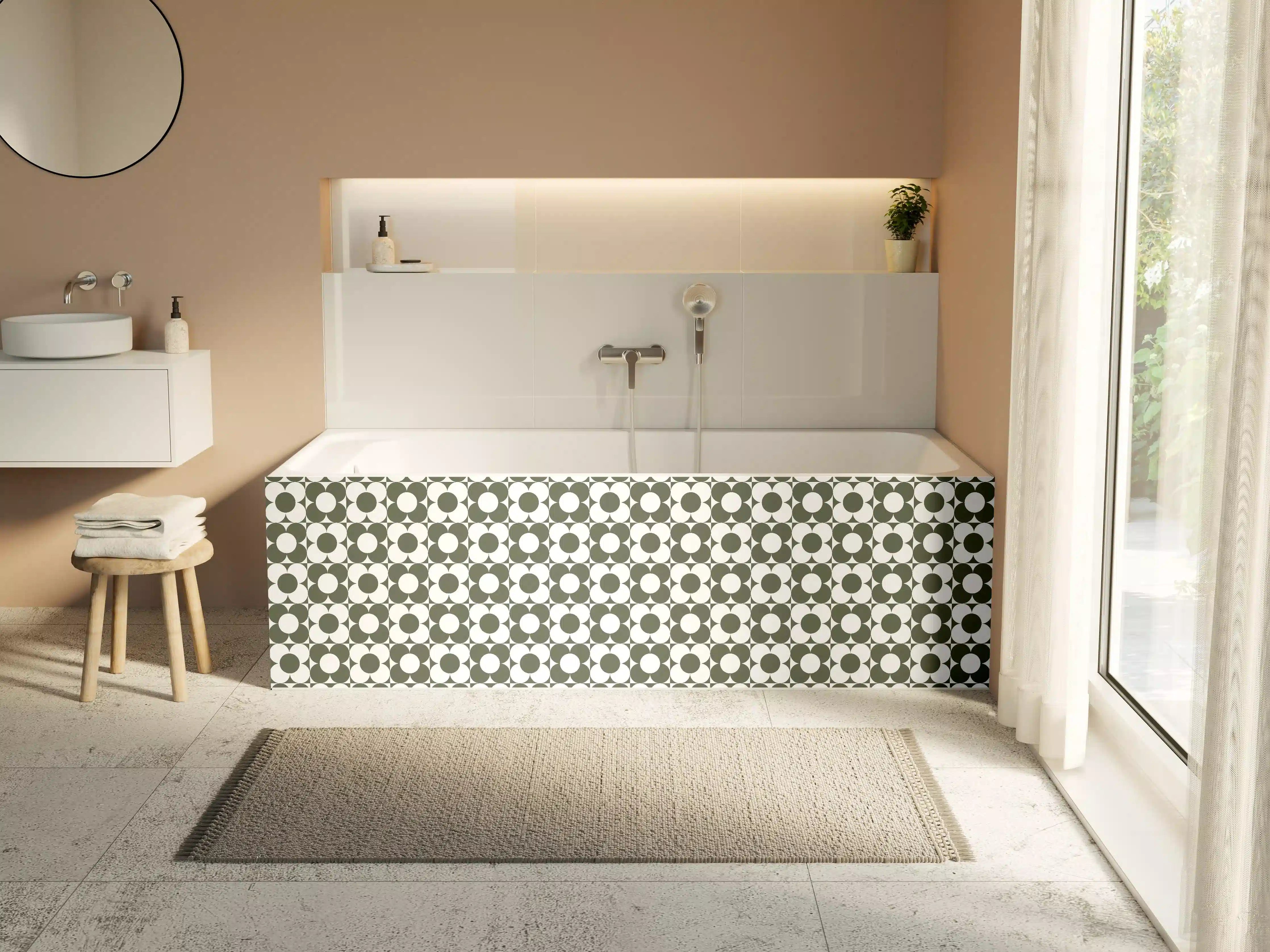 Badewannen-Rückwand - Modisches Muster in neutralen Tönen